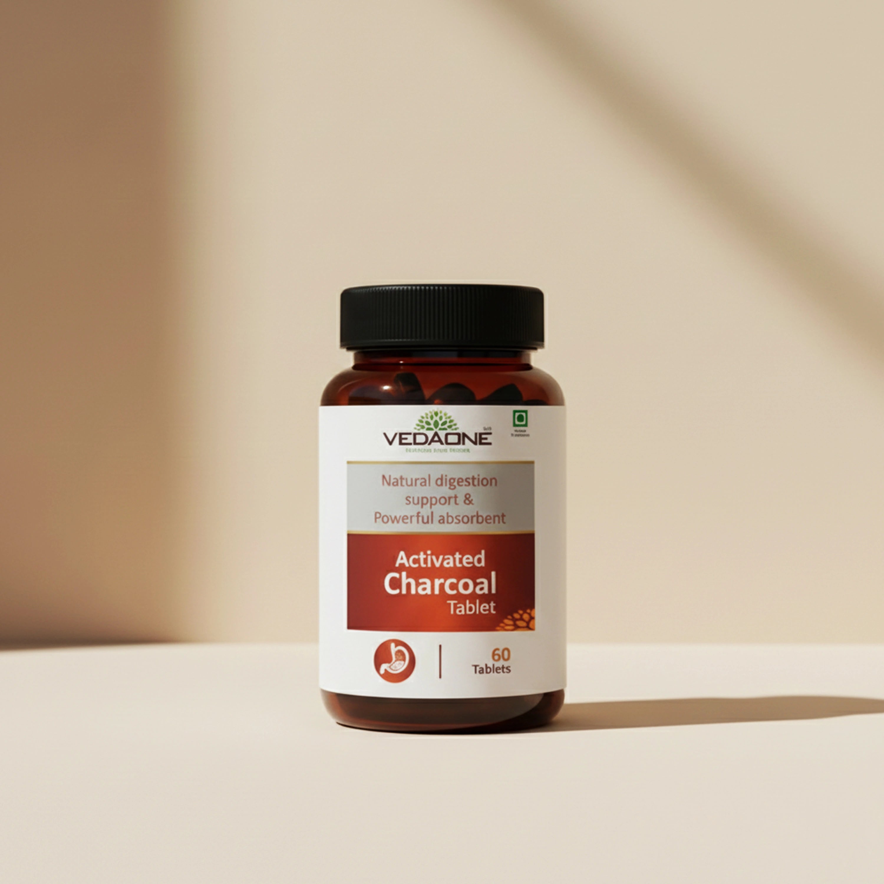 Vedaone Actived Charcoal Tablets 60 Tablets | Digestive Support & Daily Detox Care