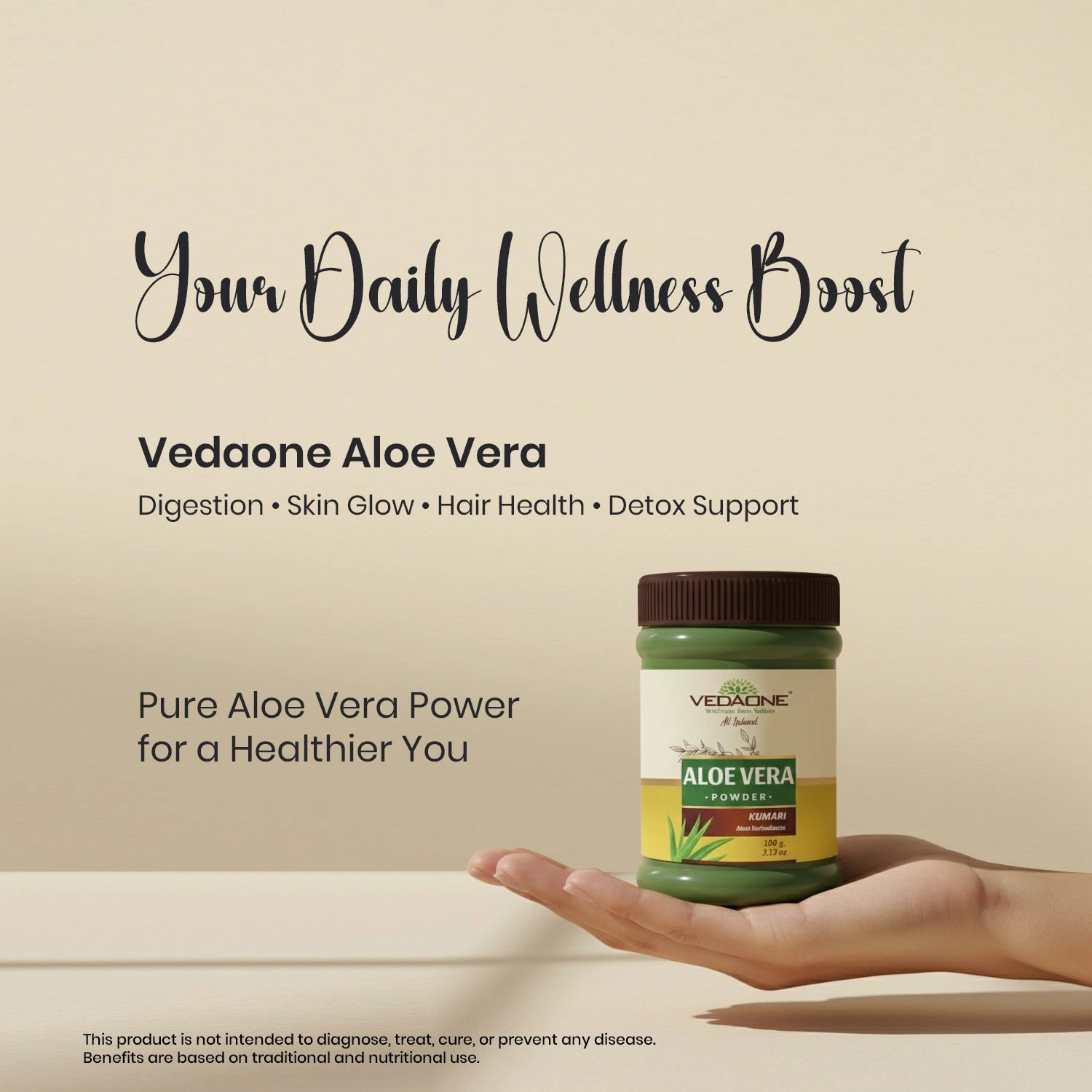 Vedaone Aloe Vera Powder 100 g | Natural Aloe Vera for Digestive, Skin & Daily Wellness Support