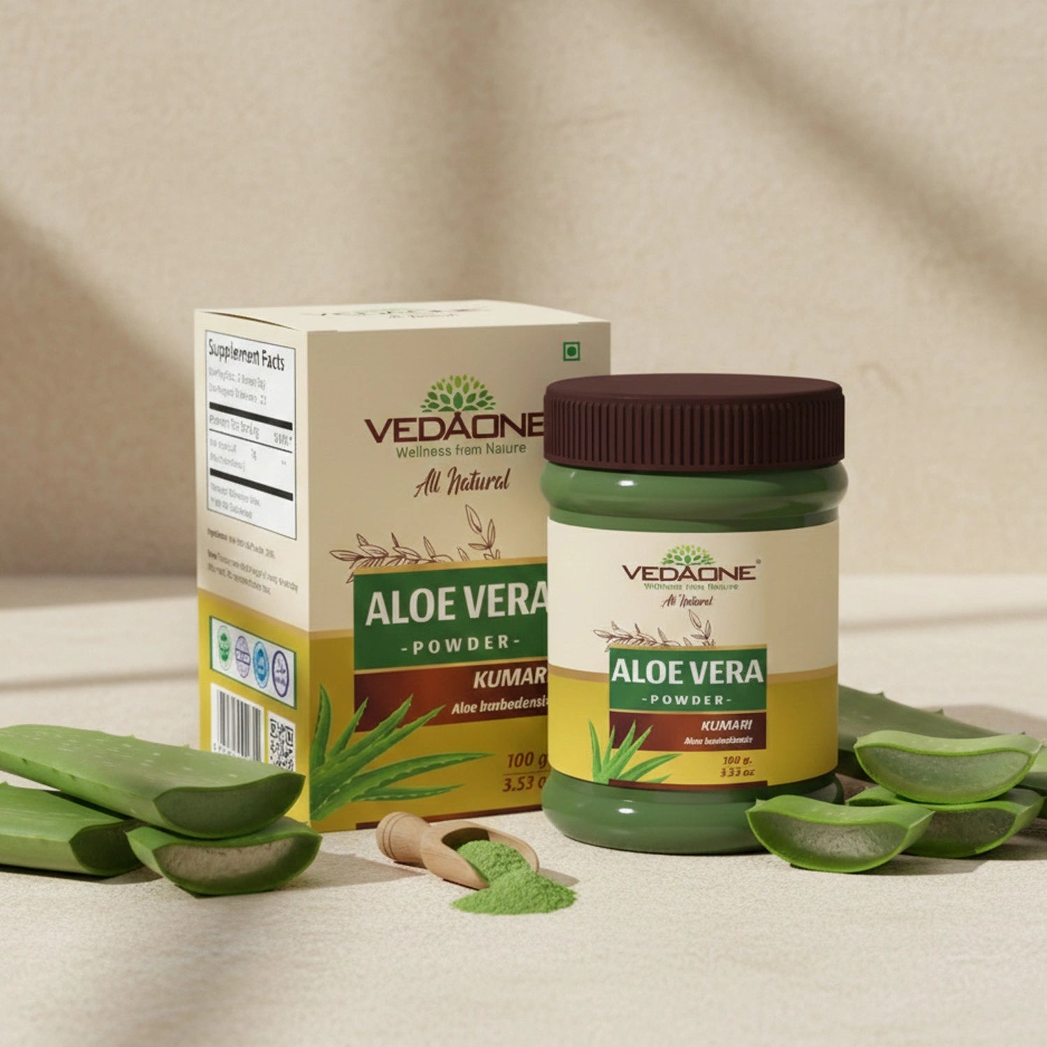 Vedaone Aloe Vera Powder 100 g | Natural Aloe Vera for Digestive, Skin & Daily Wellness Support