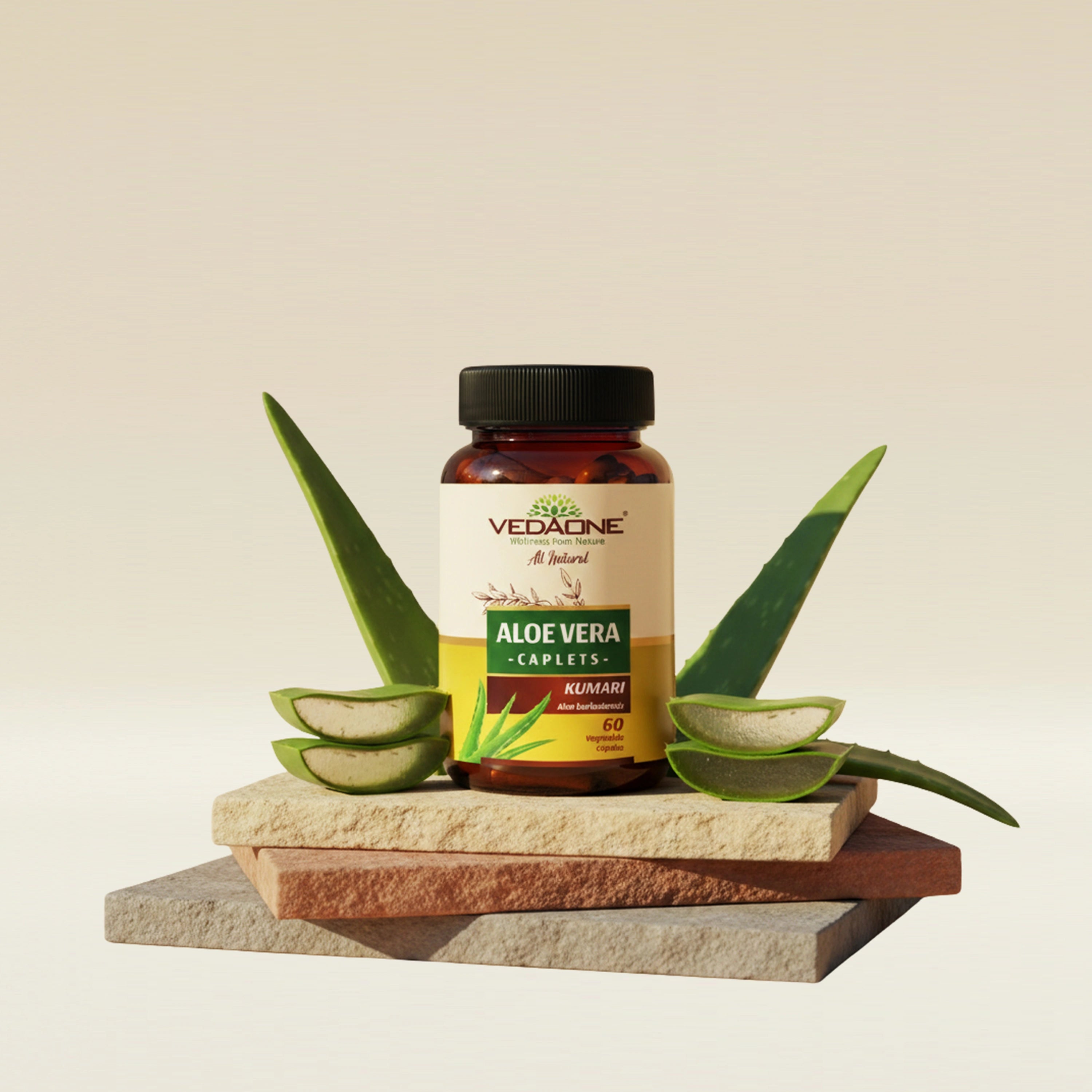 Vedaone Aloe Vera 60 Caplets | Natural Digestive, Detox & Skin Wellness Support