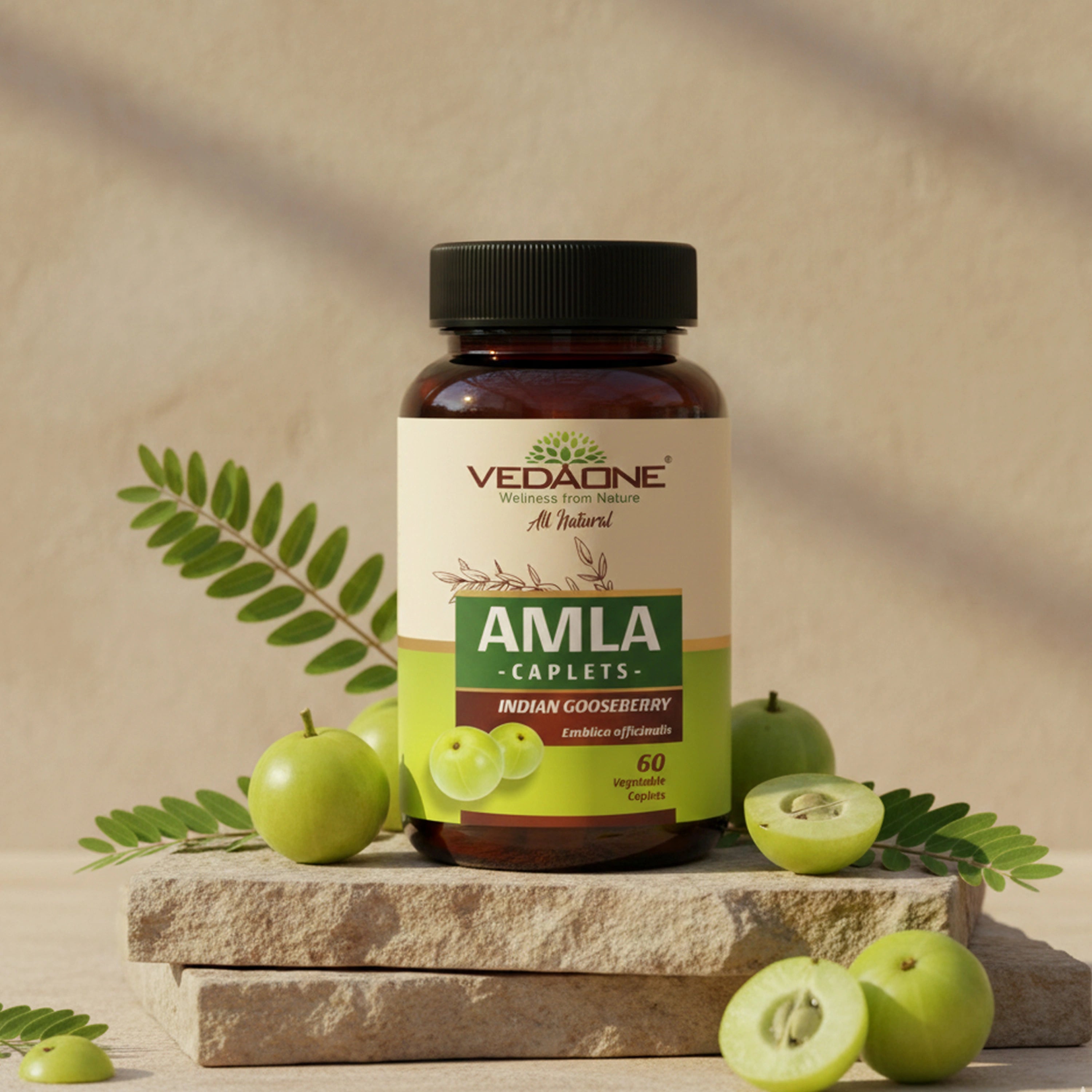 Vedaone Amla 60 Caplets | Natural Antioxidant, Immunity & Digestive Wellness Support