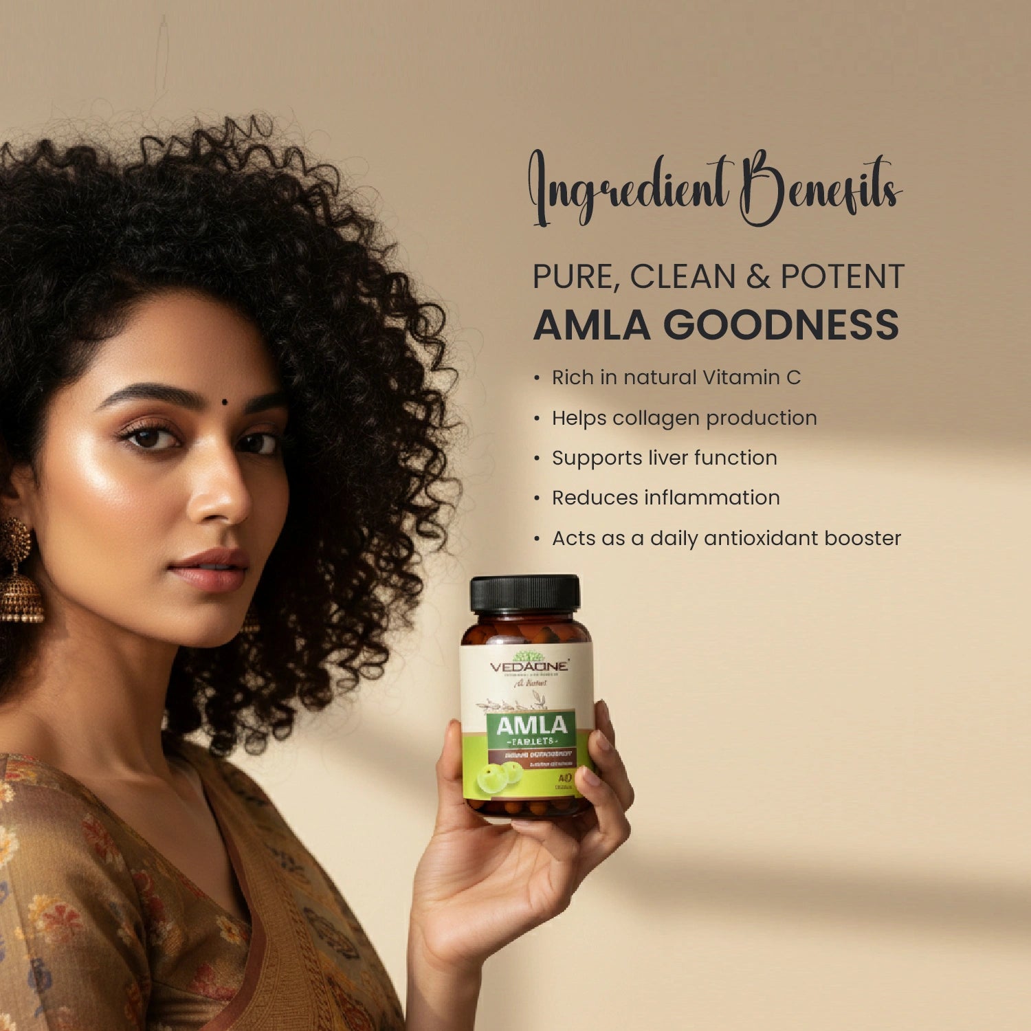 Vedaone Amla 750mg Tablets – Natural Vitamin C Booster | 60 Tablets for Immunity & Hair Health