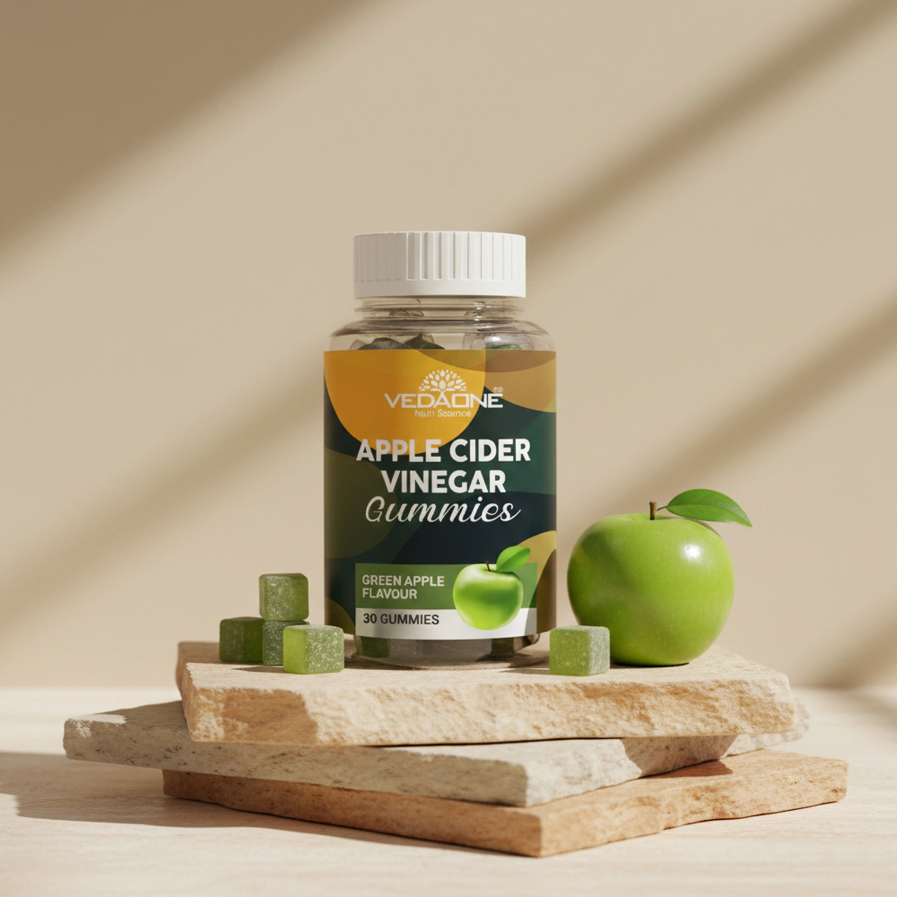 Vedaone Apple Cider Vinegar Gummies 30 Gummies | With Green Apple Flavor for Digestive & Metabolic Support