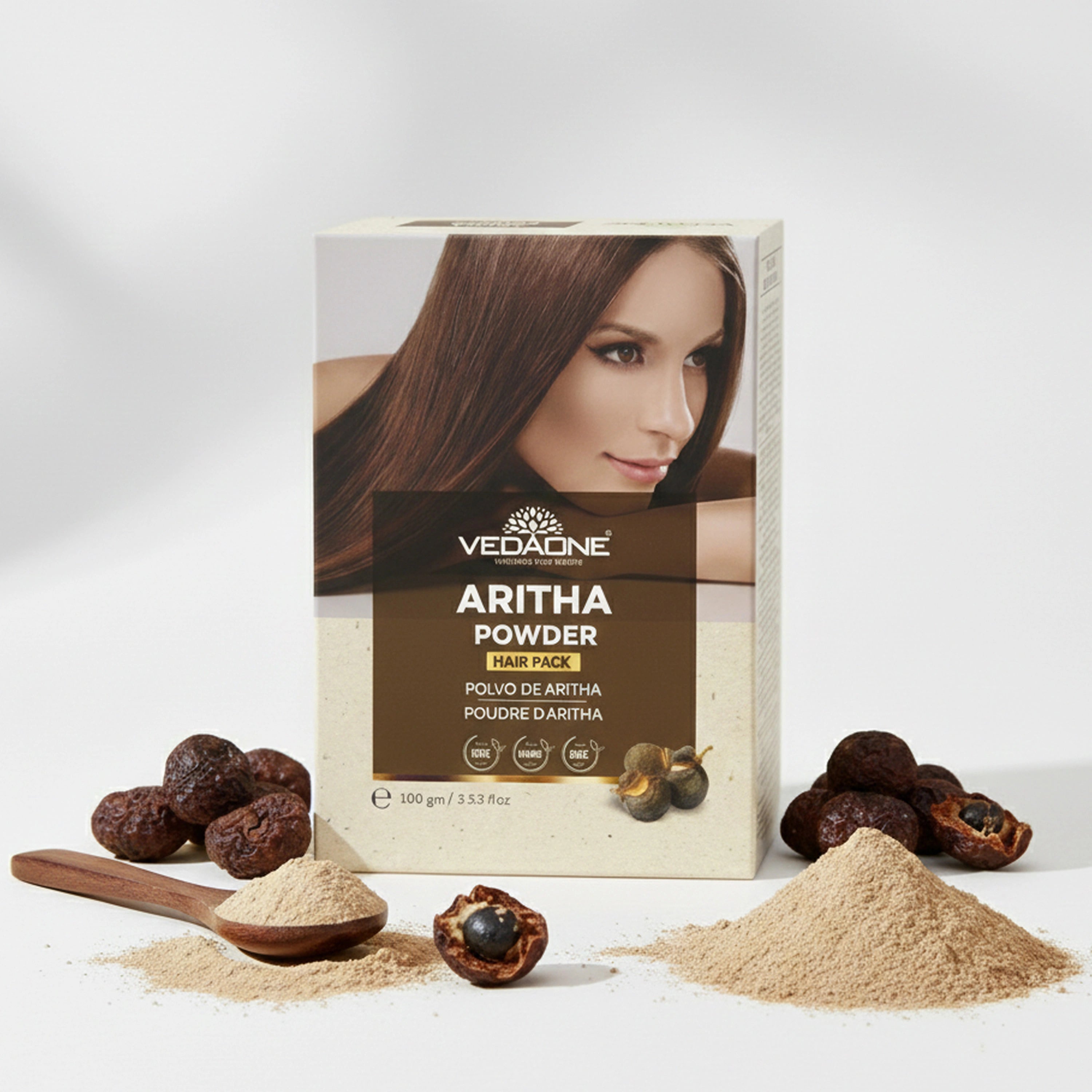 Vedaone Aritha Powder Hair Pack – 100 g | Natural Hair Cleansing & Scalp Care Formula