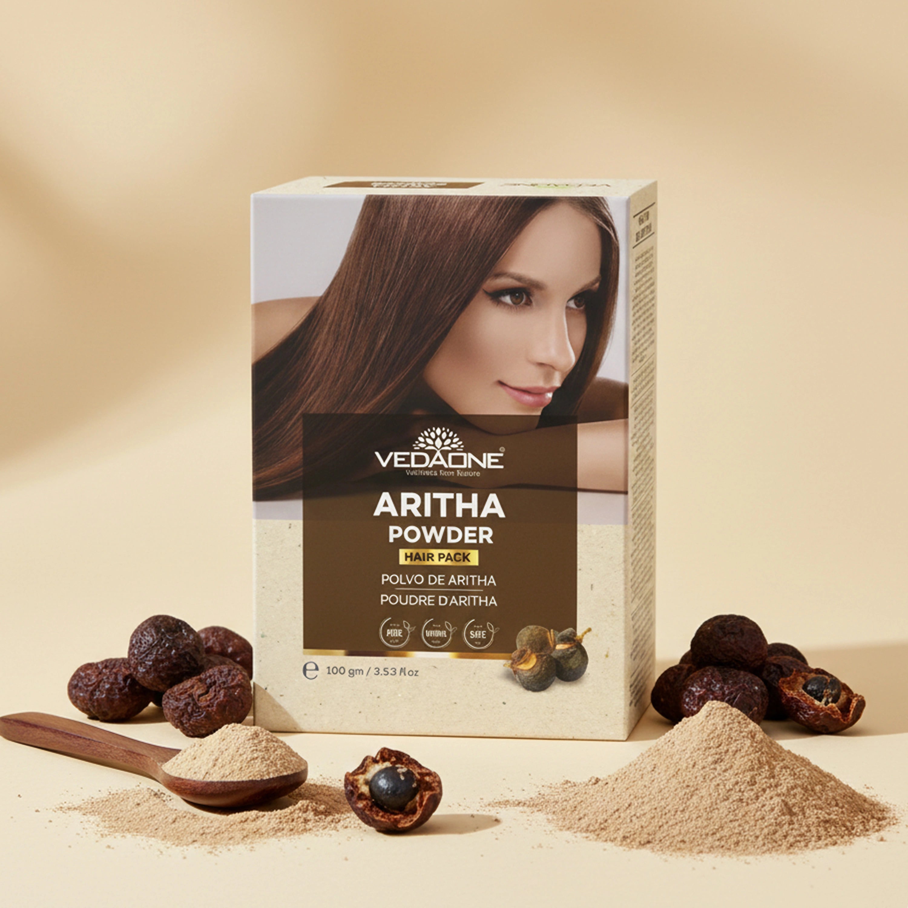 Vedaone Aritha Powder Hair Pack – 100 g | Natural Hair Cleansing & Scalp Care Formula