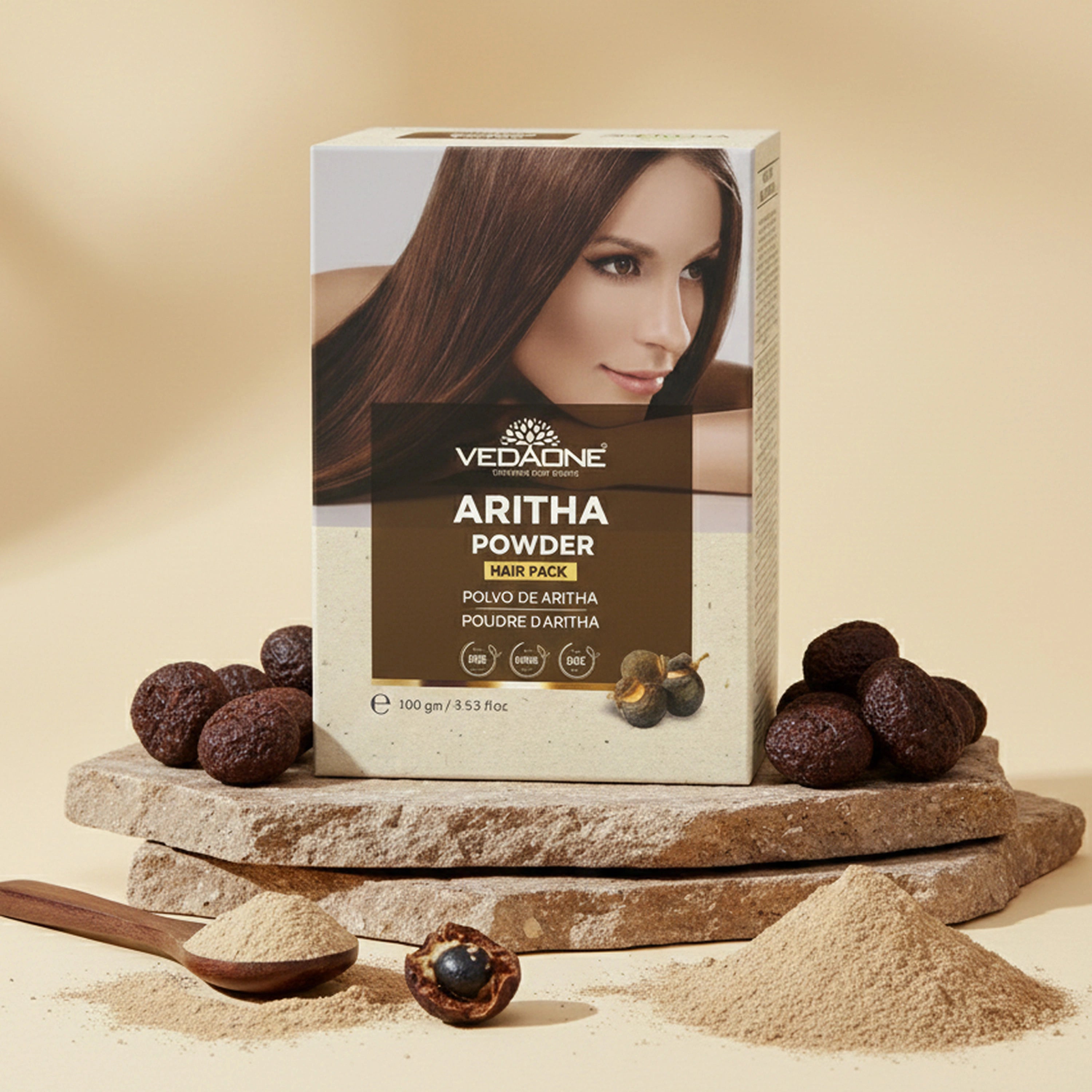 Vedaone Aritha Powder Hair Pack – 100 g | Natural Hair Cleansing & Scalp Care Formula