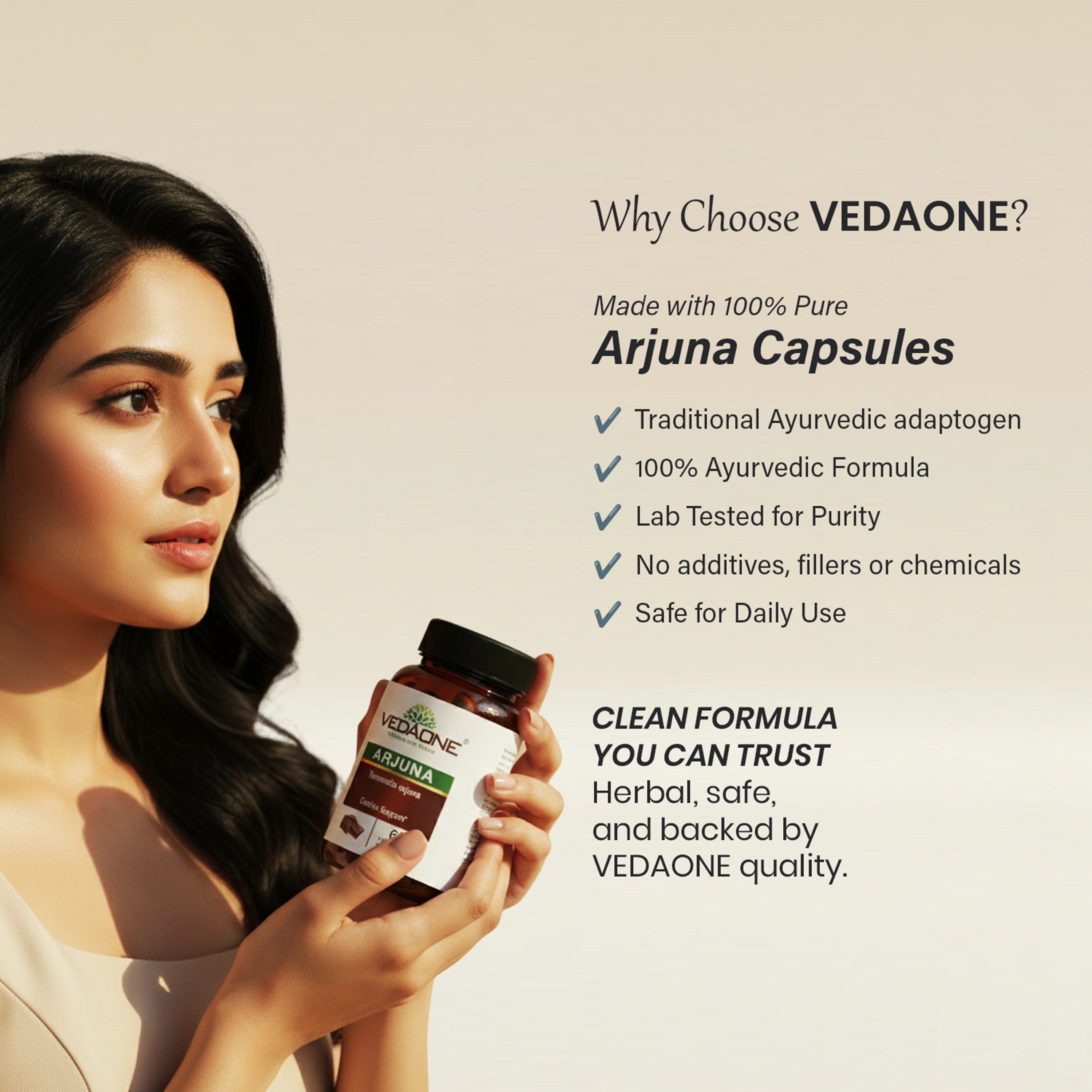 Vedaone Arjuna Capsules 60 Capsules | Terminalia arjuna for Heart, Circulatory & Cardiac Wellness Support