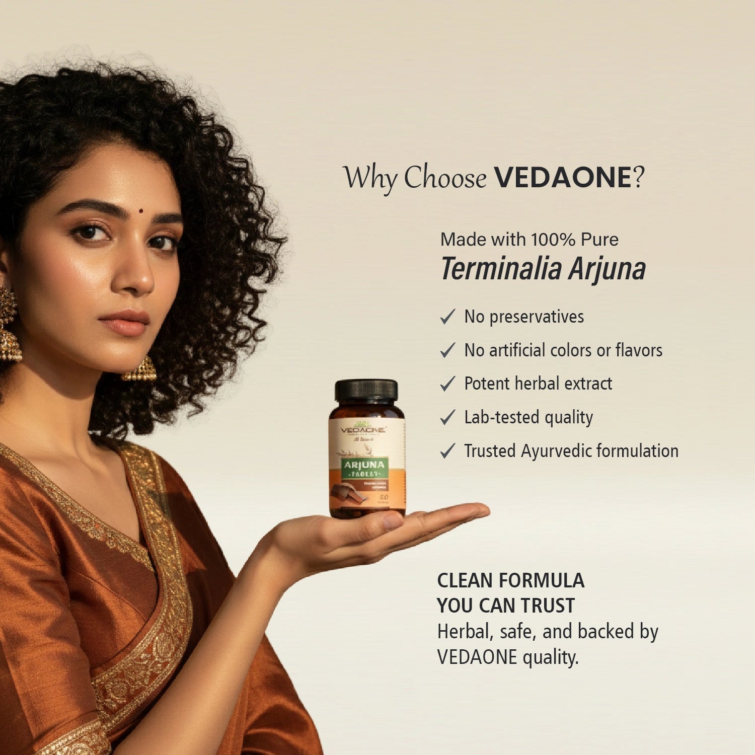 Vedaone Arjuna Tablets 750mg – Heart Health Support | Natural Cardiac Wellness | 60 Herbal Tablets