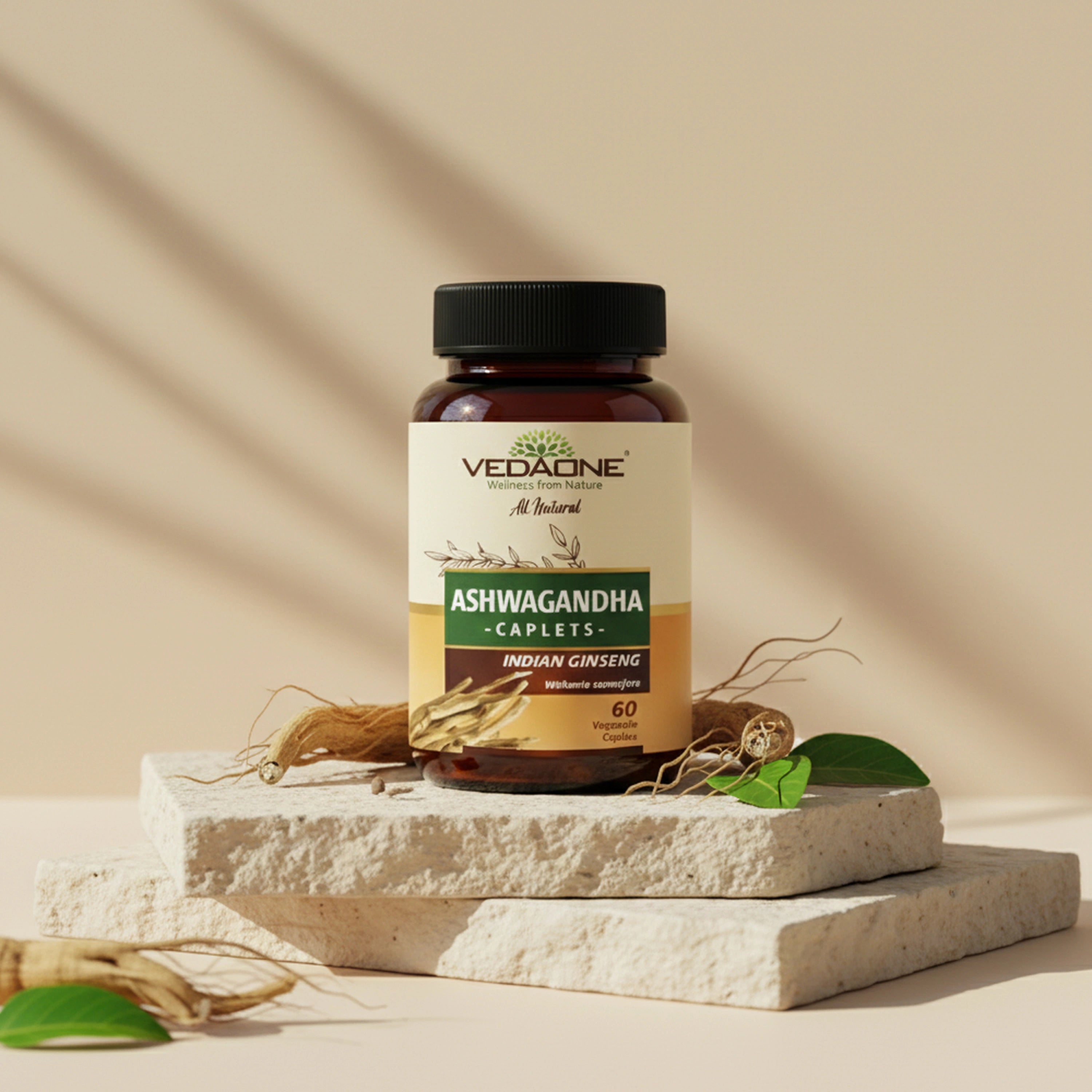 Vedaone Ashwagandha 60 Caplets | Herbal Support for Stress, Energy & Vitality