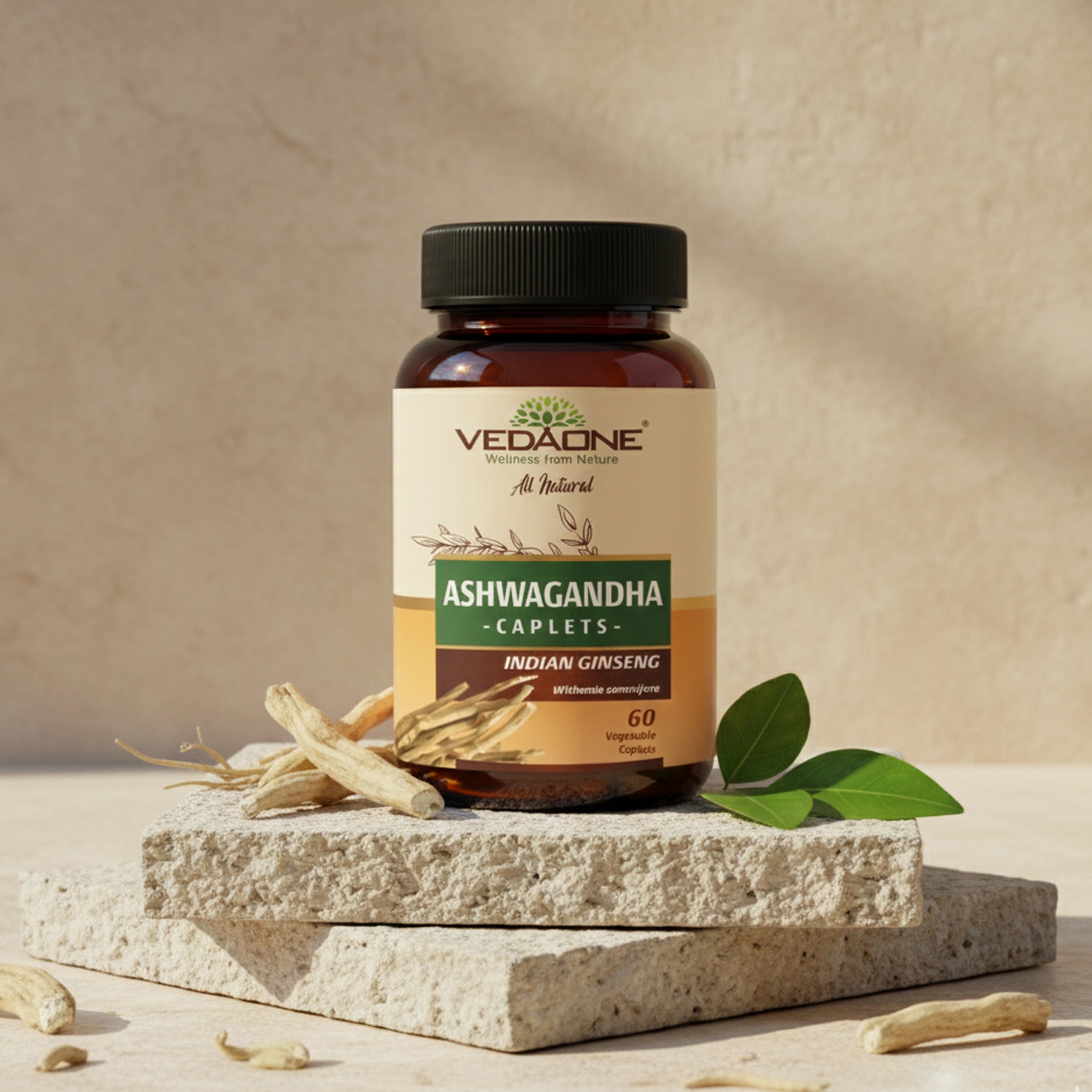 Vedaone Ashwagandha 60 Caplets | Herbal Support for Stress, Energy & Vitality