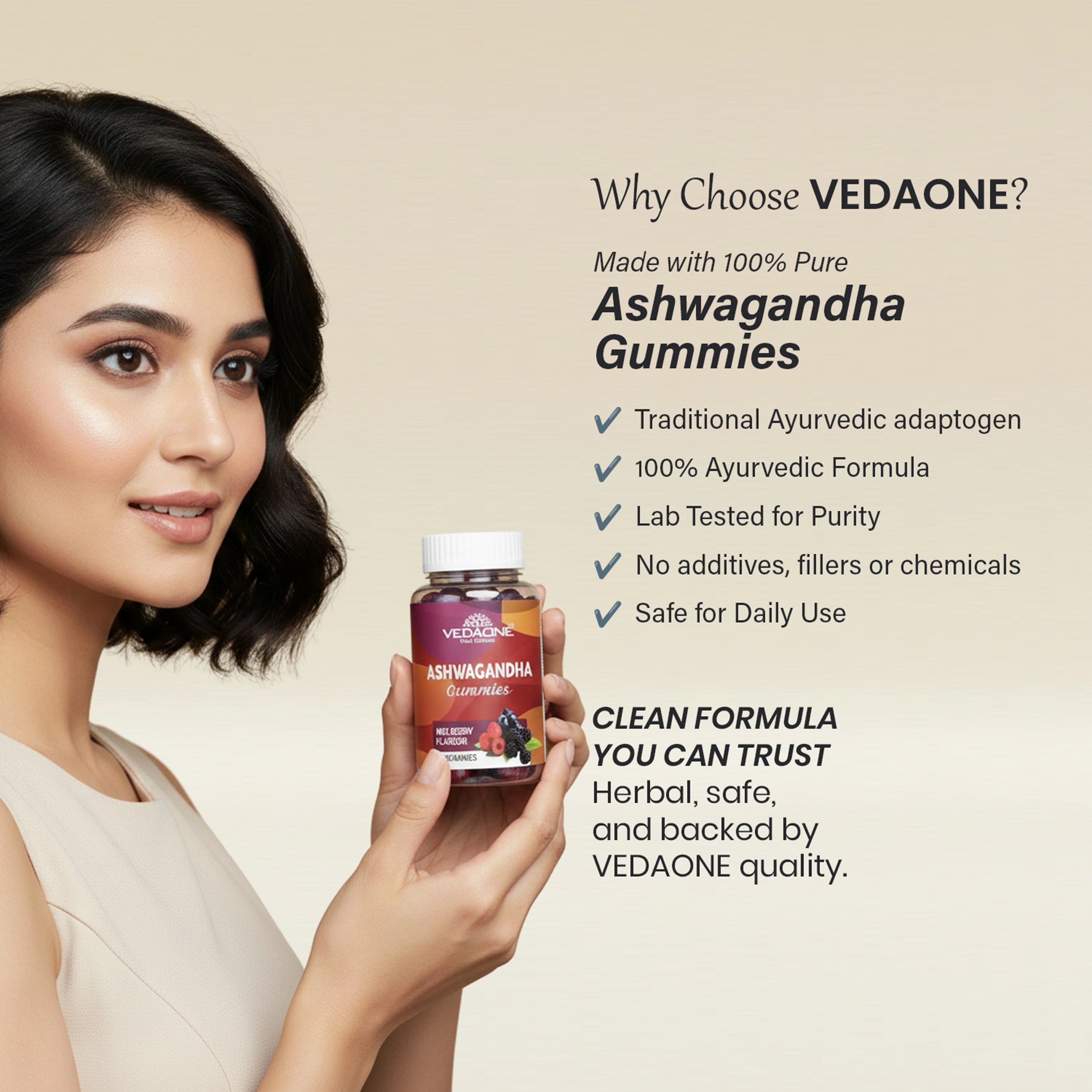 Vedaone Ashwagandha Gummies 30 Gummies | Mixed Berry Flavor for Stress Support & Daily Wellness