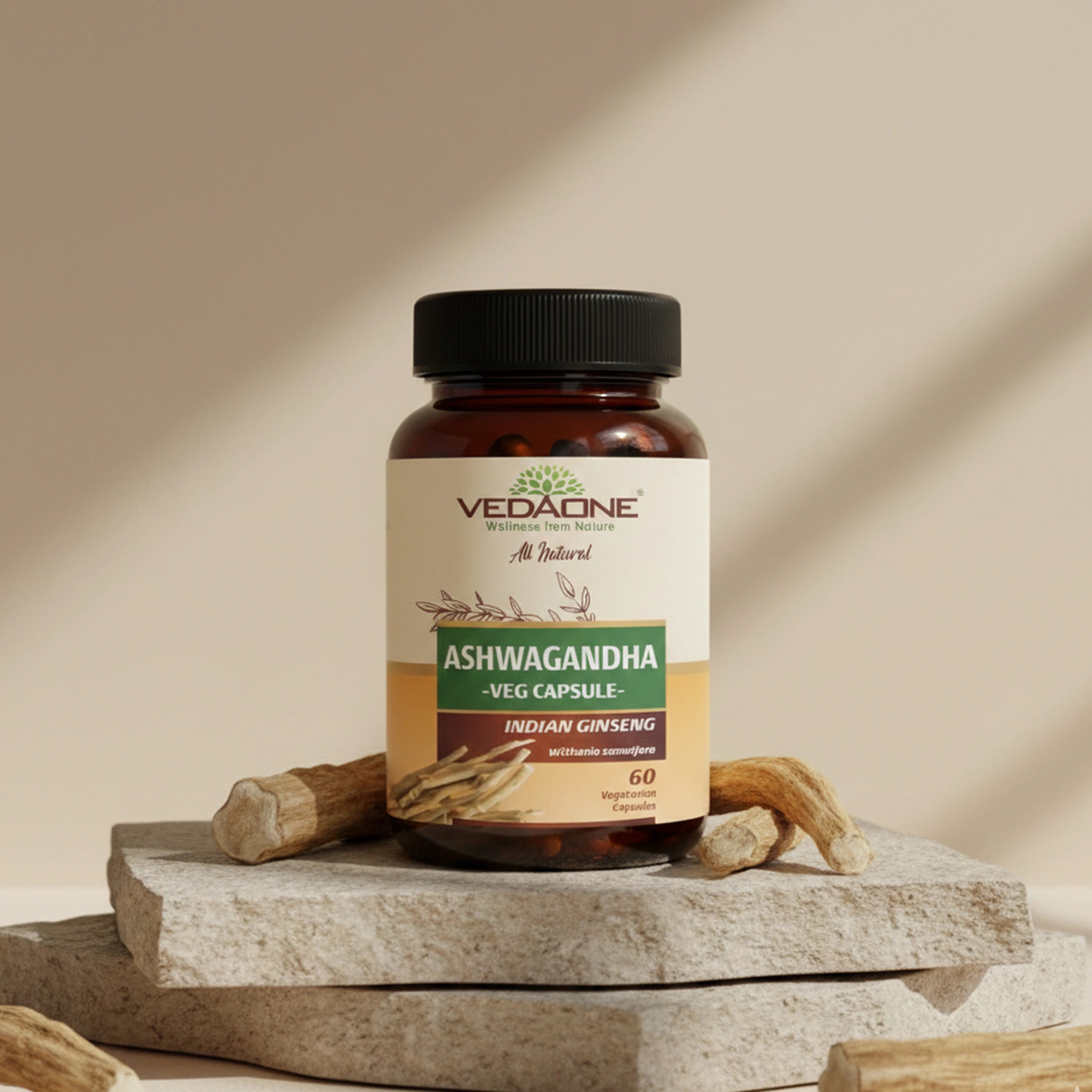 Vedaone Ashwagandha Capsules – 60 Capsules | Natural Stress Support & Daily Vitality