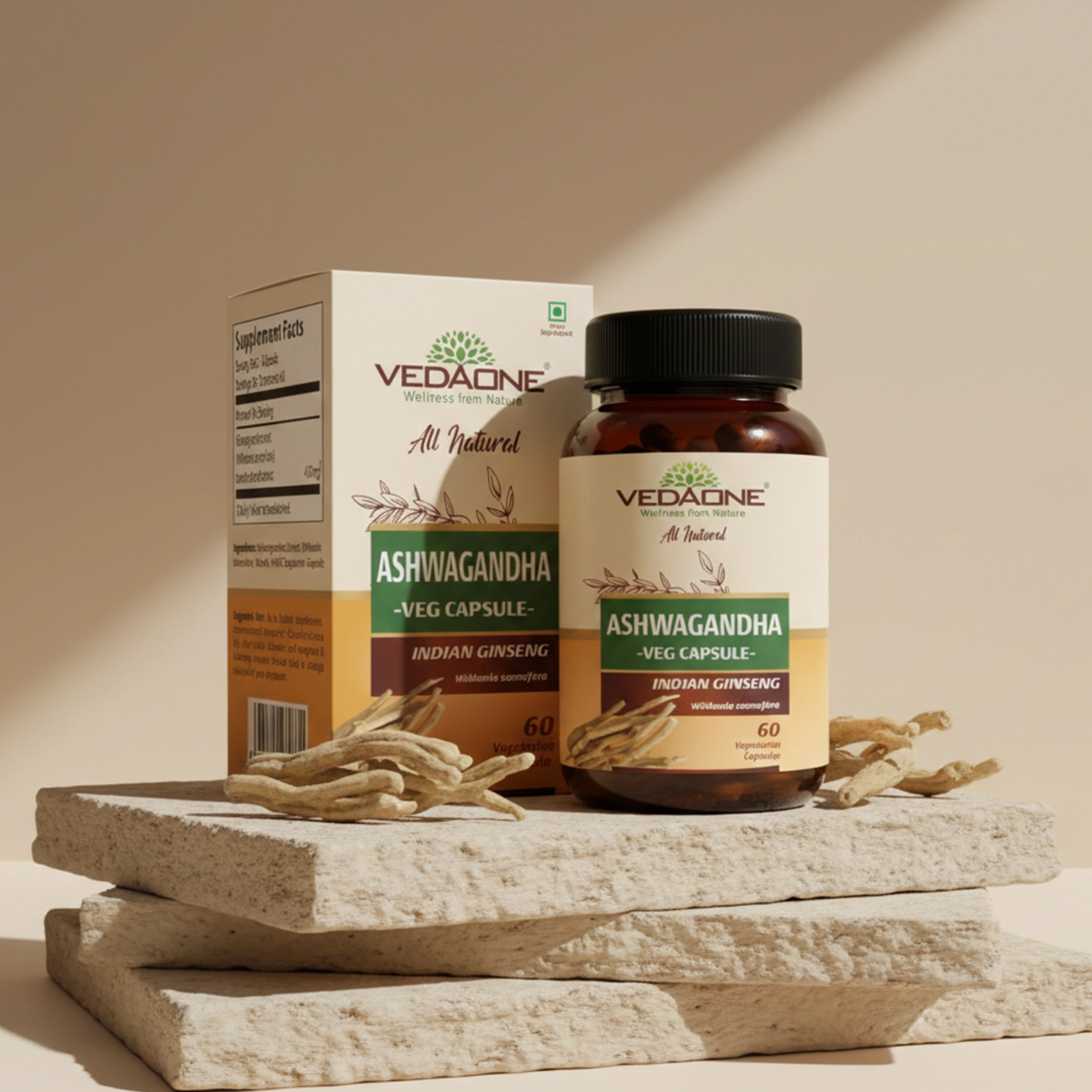 Vedaone Ashwagandha Capsules – 60 Capsules | Natural Stress Support & Daily Vitality