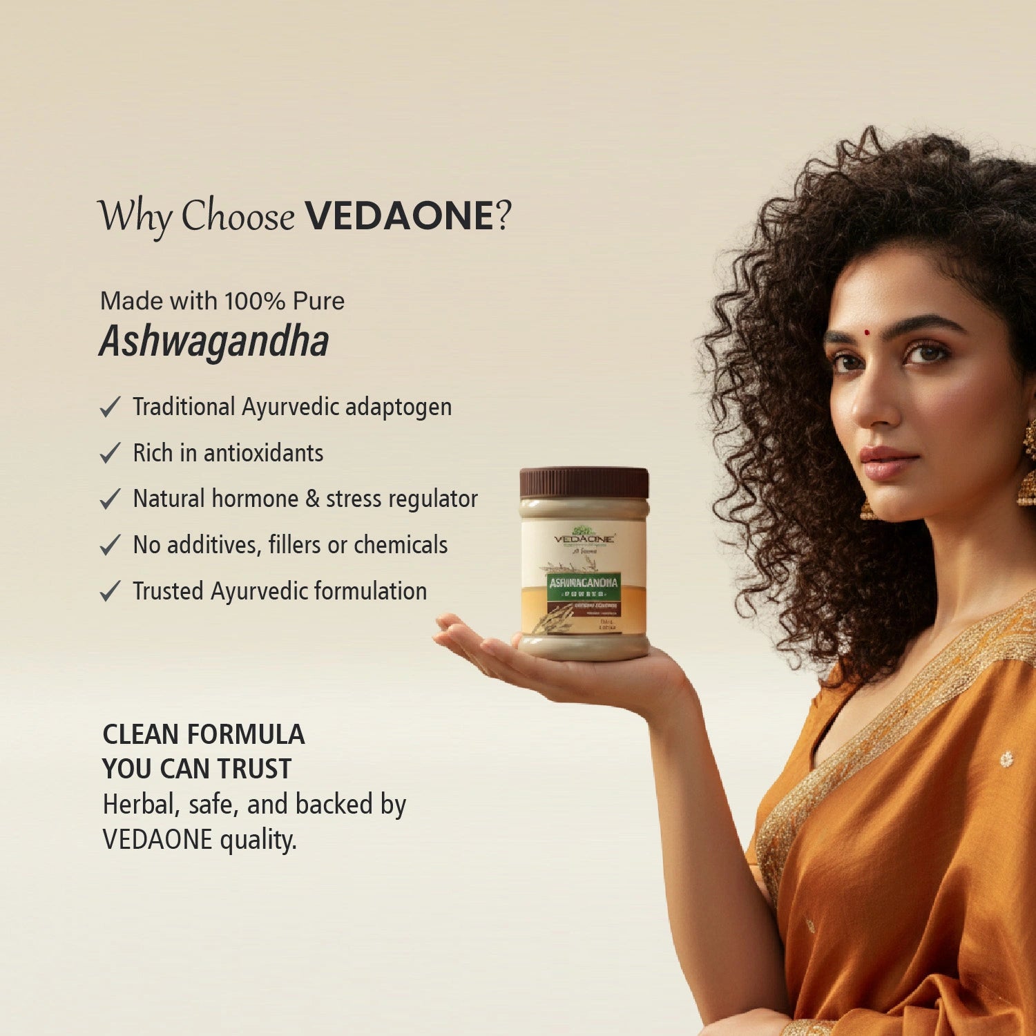 Vedaone Ashwagandha Powder 100 g | Pure Withania somnifera for Stress Balance & Vitality