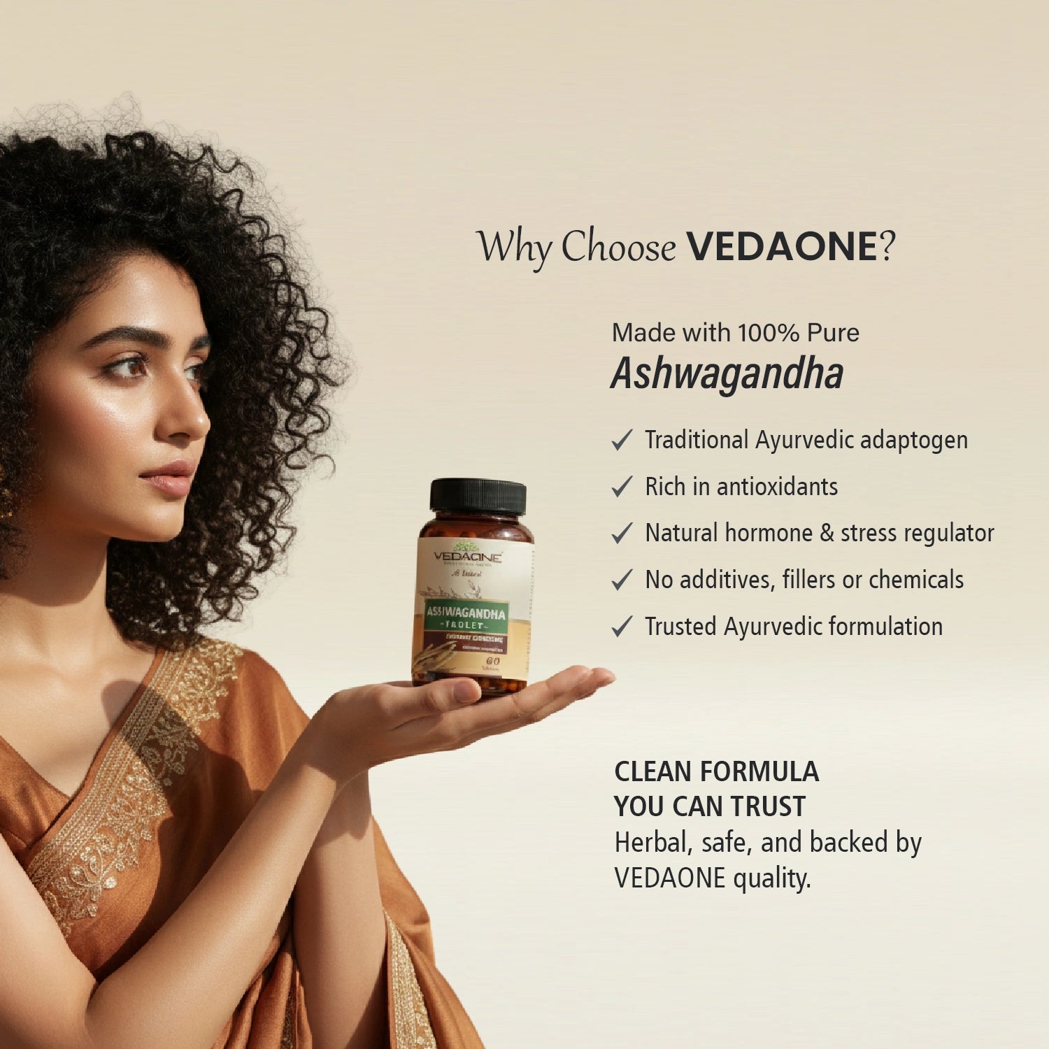 Vedaone Ashwagandha Tablets 750mg – Boost Strength, Reduce Stress & Enhance Immunity | 60 Tablets