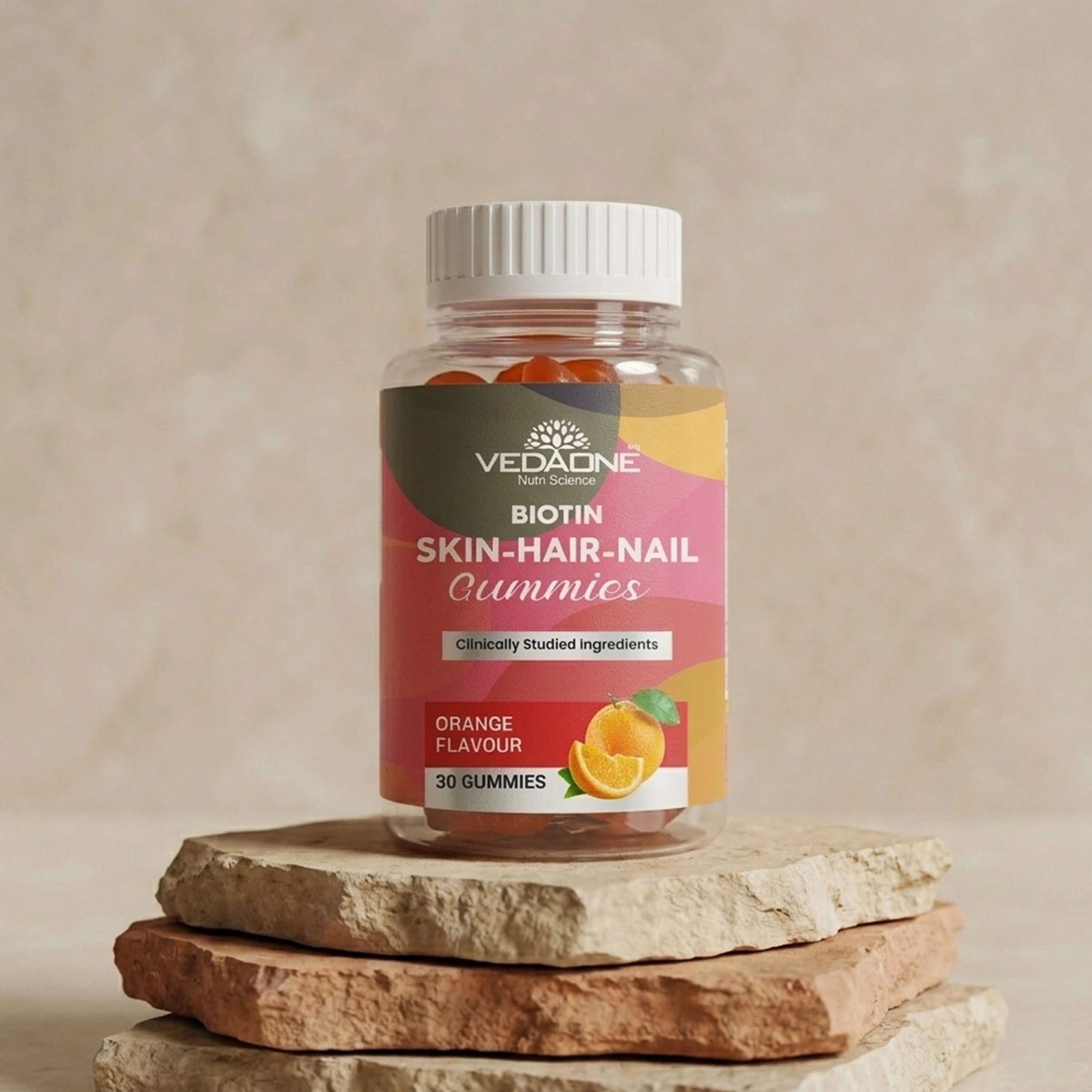 Vedaone Biotin Gummies – 30 Gummies | Hair, Skin & Nail Support with Multivitamins