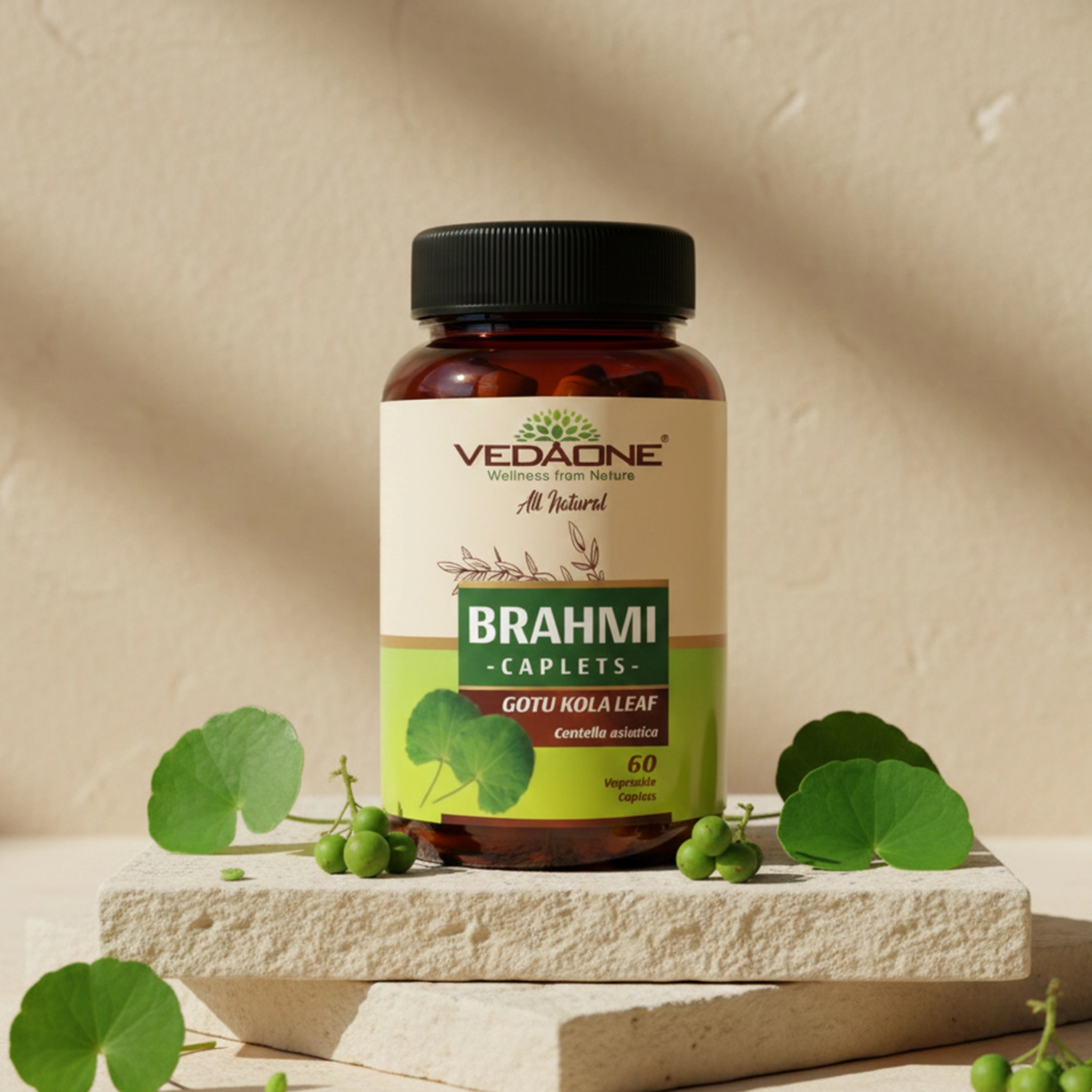 Vedaone Brahmi 60 Caplets | Herbal Support for Memory, Focus & Mental Clarity