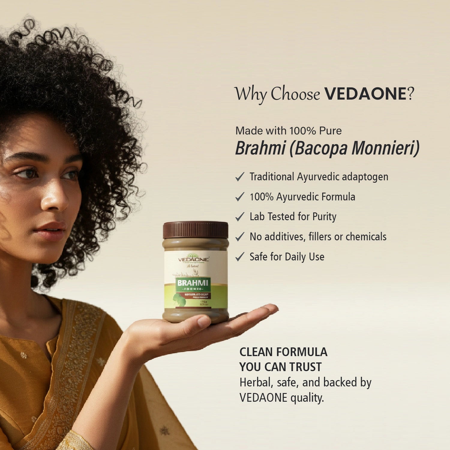 Vedaone Brahmi Powder 100 g | Pure Bacopa monnieri for Cognitive & Mental Wellness Support