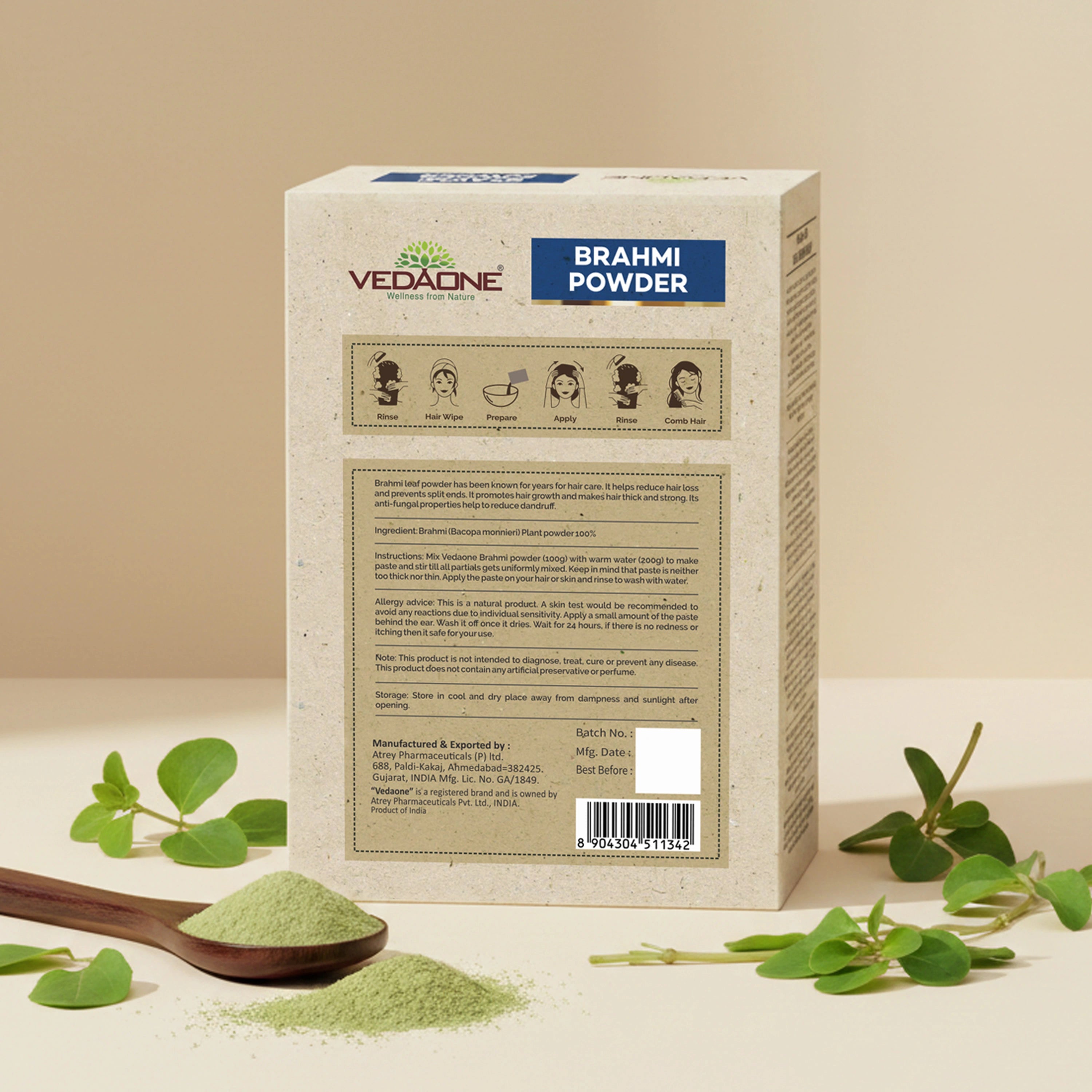 Vedaone Brahmi Powder Hair Pack – 100 g | Natural Hair Nourishing & Scalp Care Formula