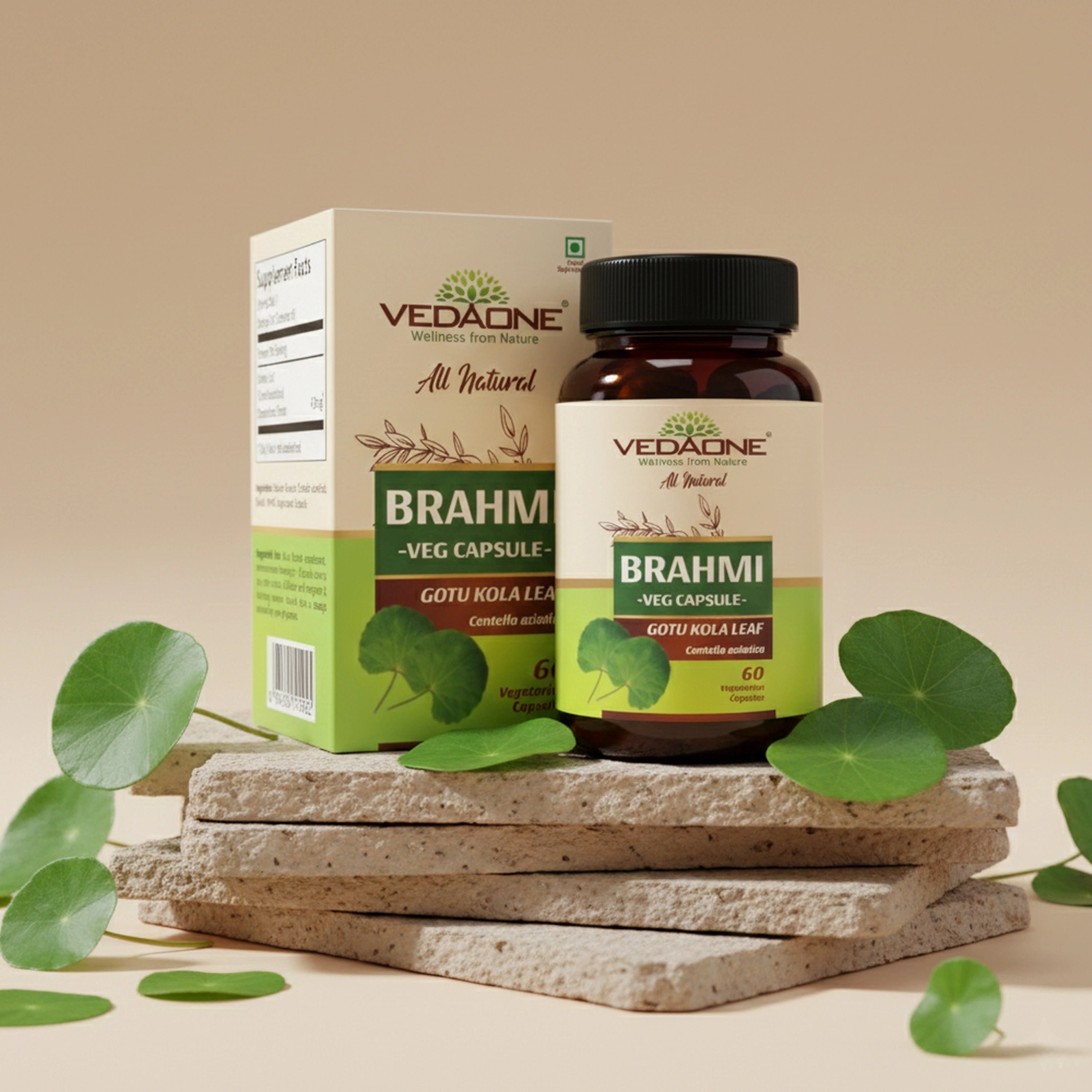 Vedaone Brahmi Capsules - 60 Capsules | Natural Brain & Mind Wellness Support
