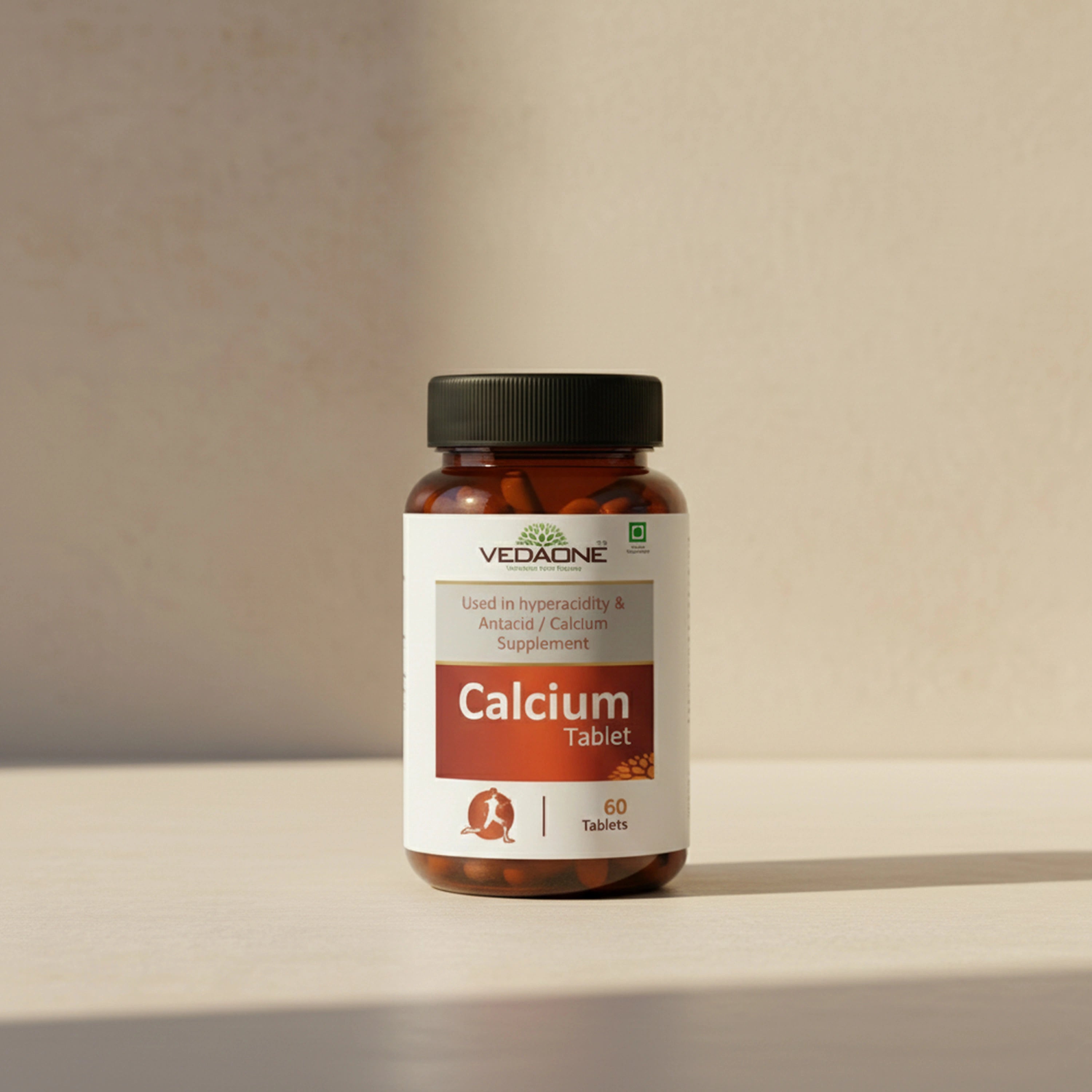 Vedaone Calcium Tablets 60 Tablets | Calcium Carbonate for Bone Strength & Digestive Comfort