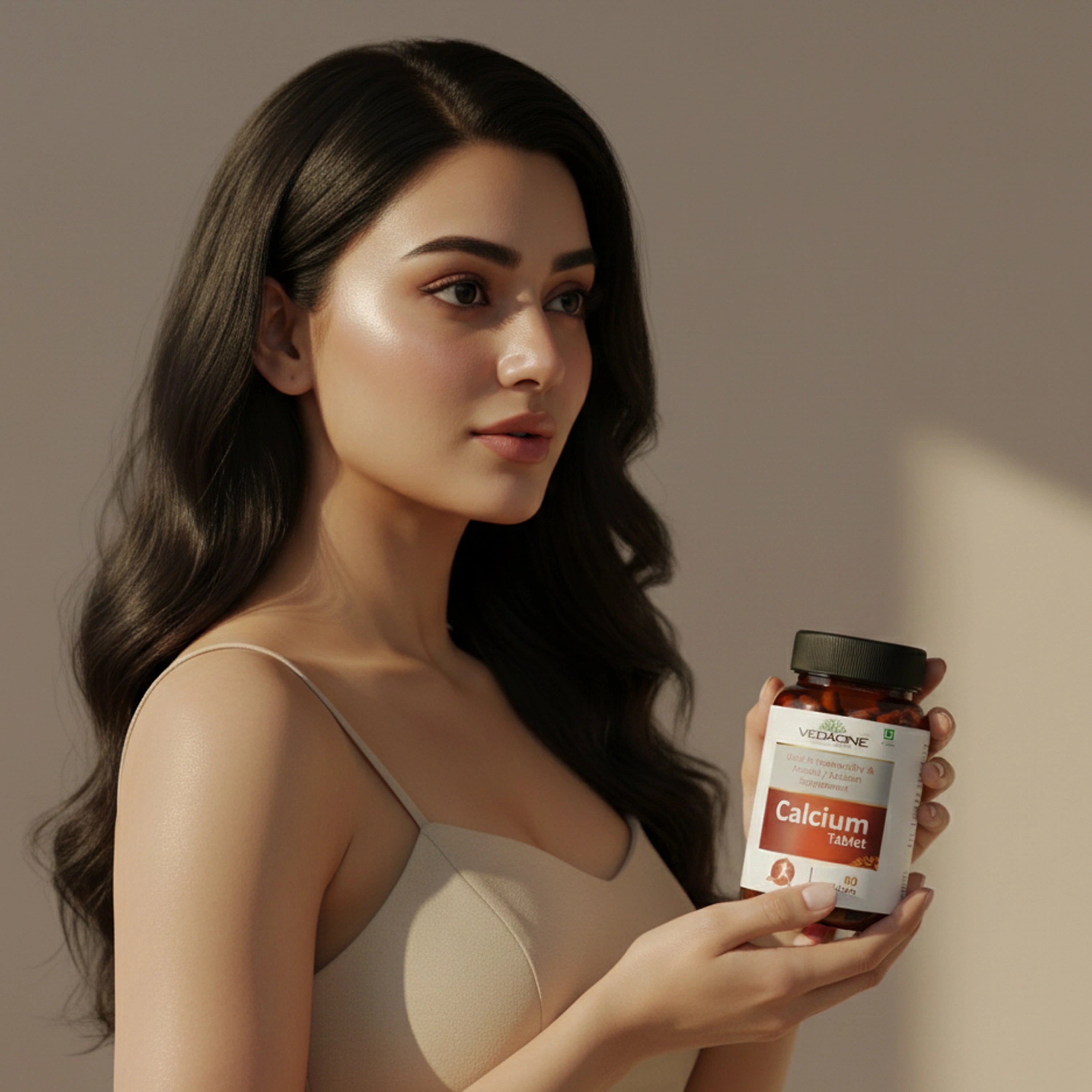 Vedaone Calcium Tablets 60 Tablets | Calcium Carbonate for Bone Strength & Digestive Comfort