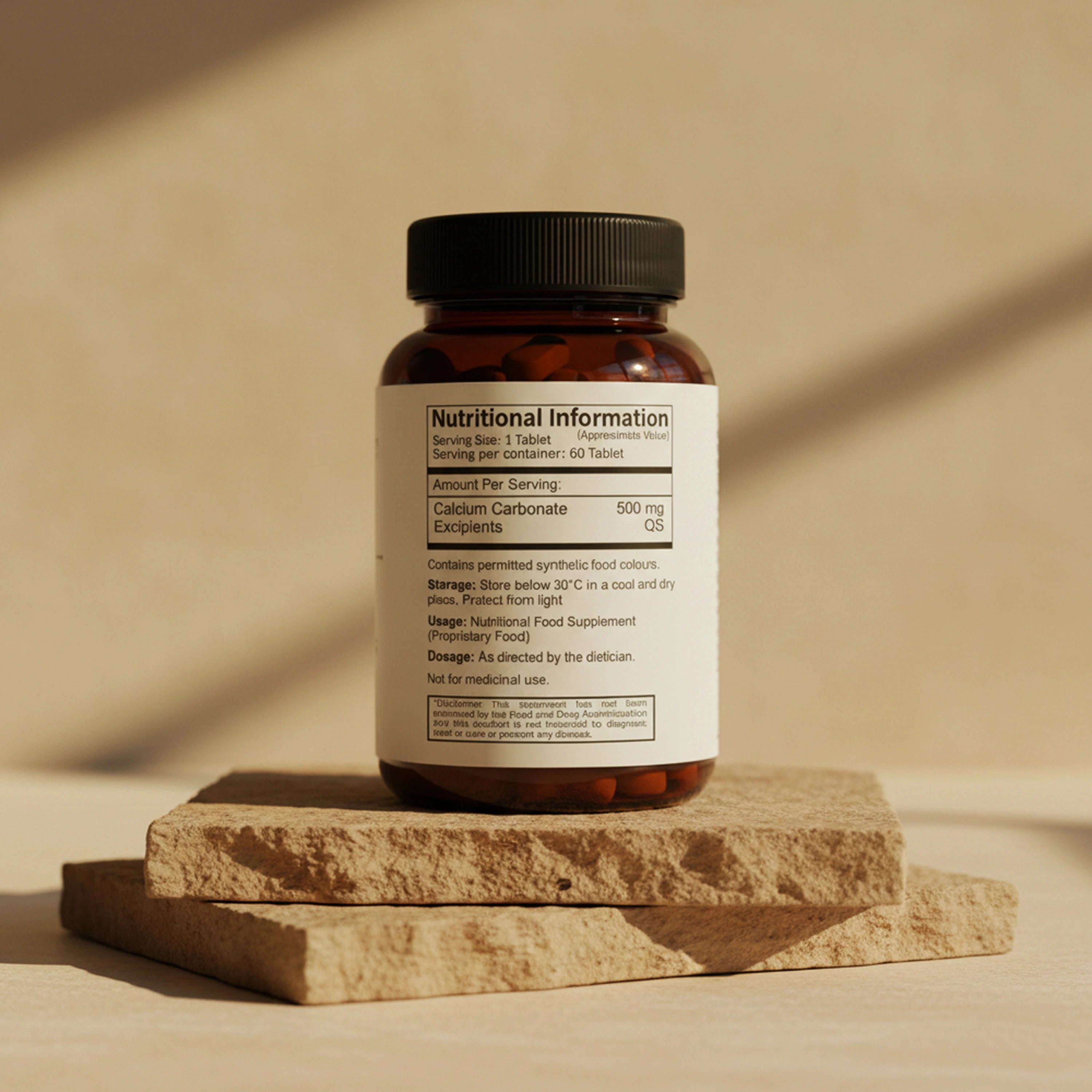 Vedaone Calcium Tablets 60 Tablets | Calcium Carbonate for Bone Strength & Digestive Comfort