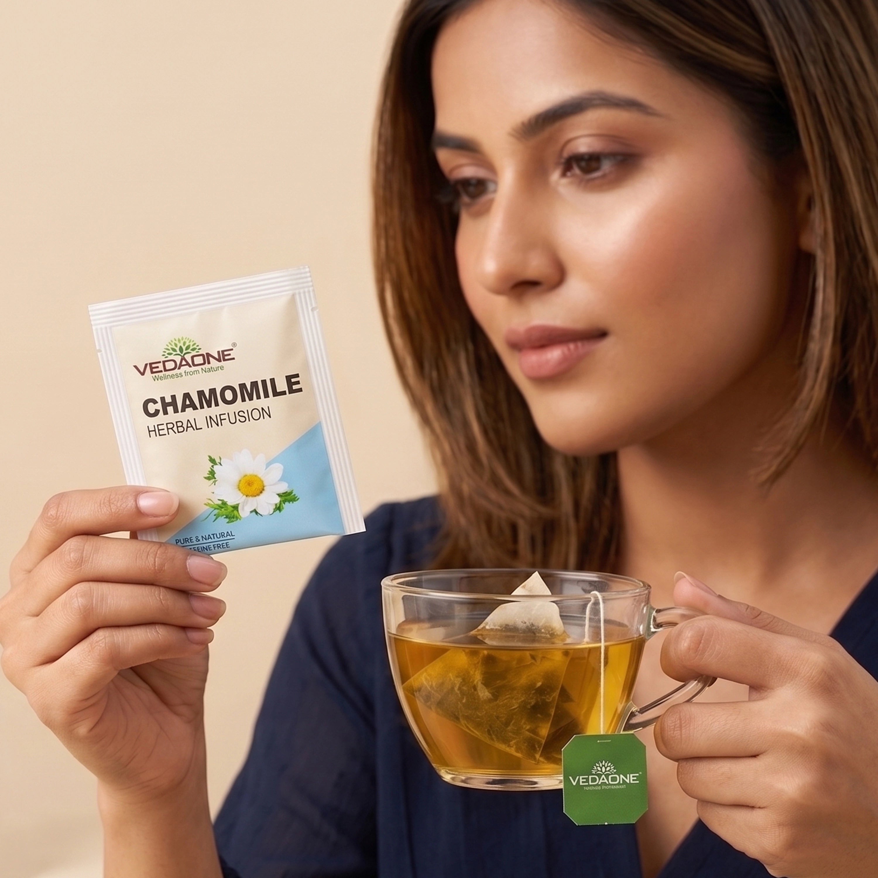 Vedaone Chamomile Herbal Infusion Tea – 25 Dip Bags | Caffeine-Free Chamomile Tea for Calm, Relaxation & Restful Evenings