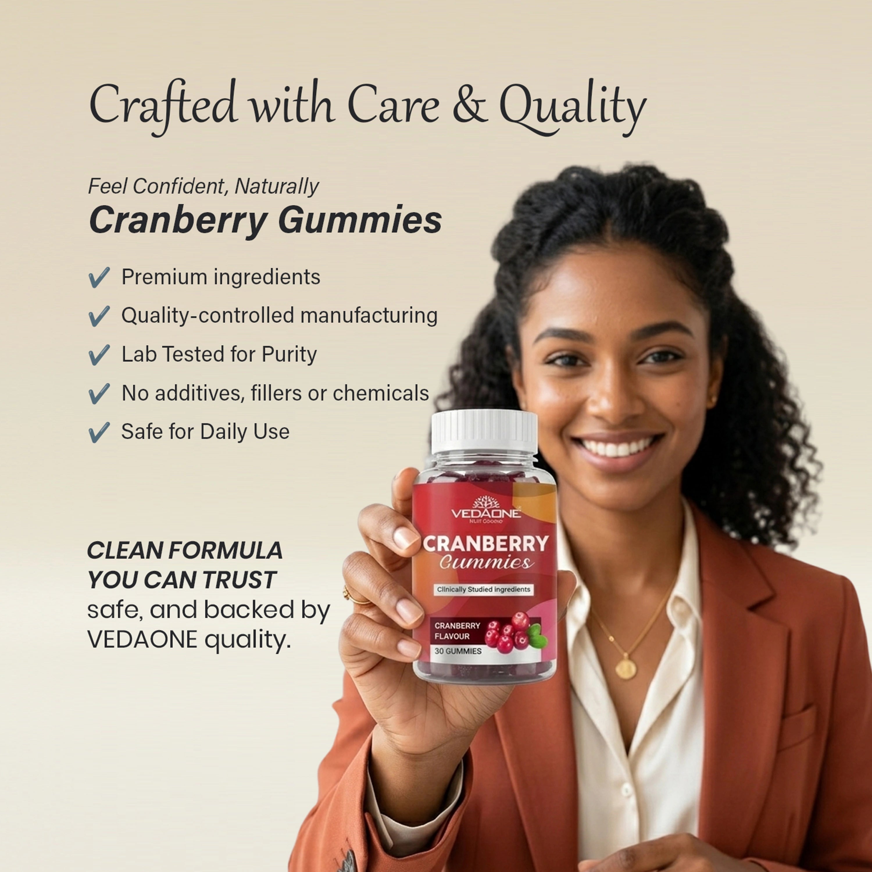 Vedaone Cranberry Gummies – 30 Gummies | Urinary Tract & Daily Wellness Support