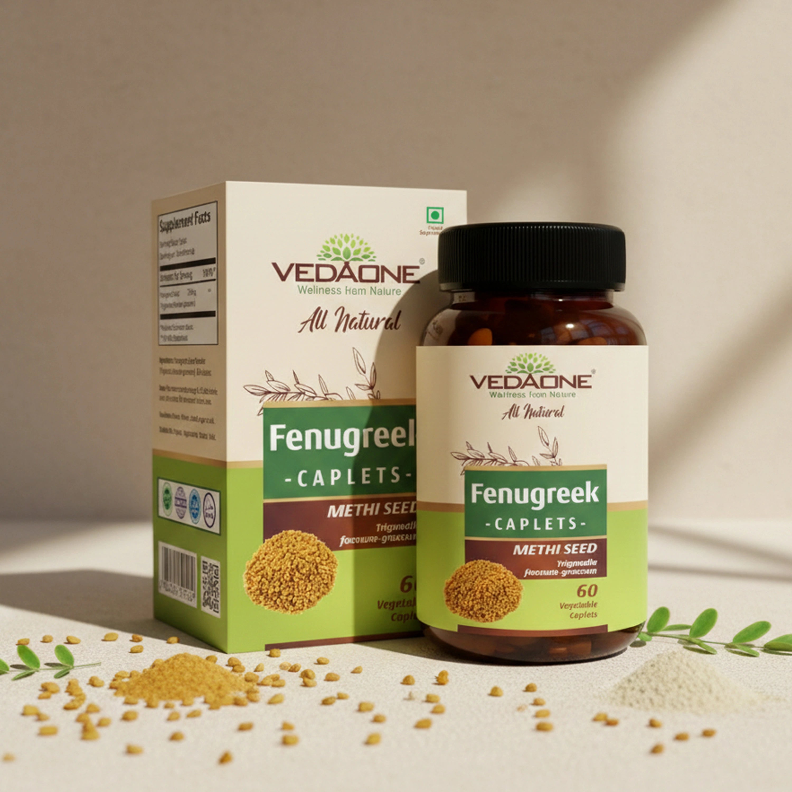 Vedaone Fenugreek 60 Caplets | Herbal Support for Metabolism, Digestion & Wellness