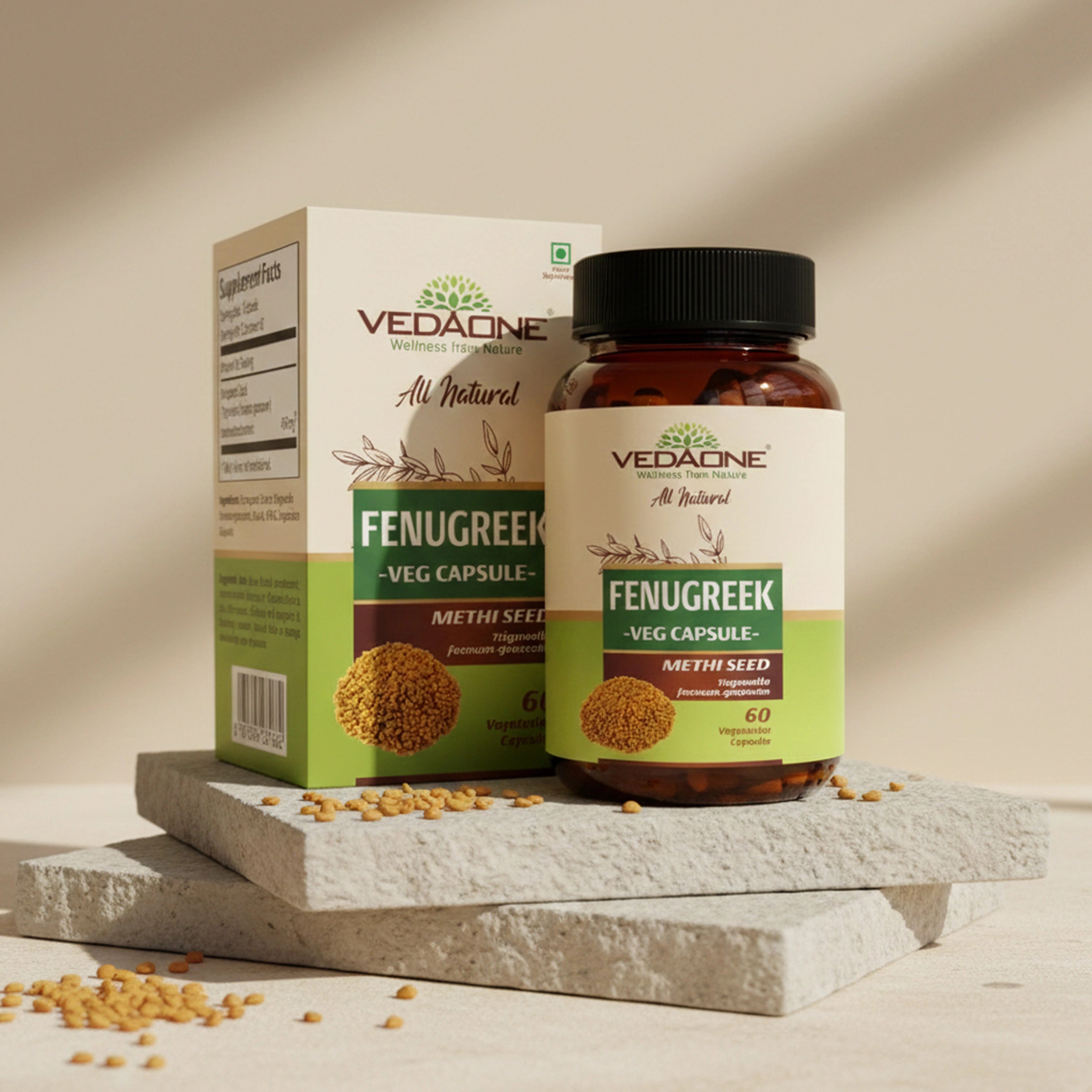 Vedaone Fenugreek Capsules - 60 Capsules | Natural Digestive & Metabolic Wellness Support
