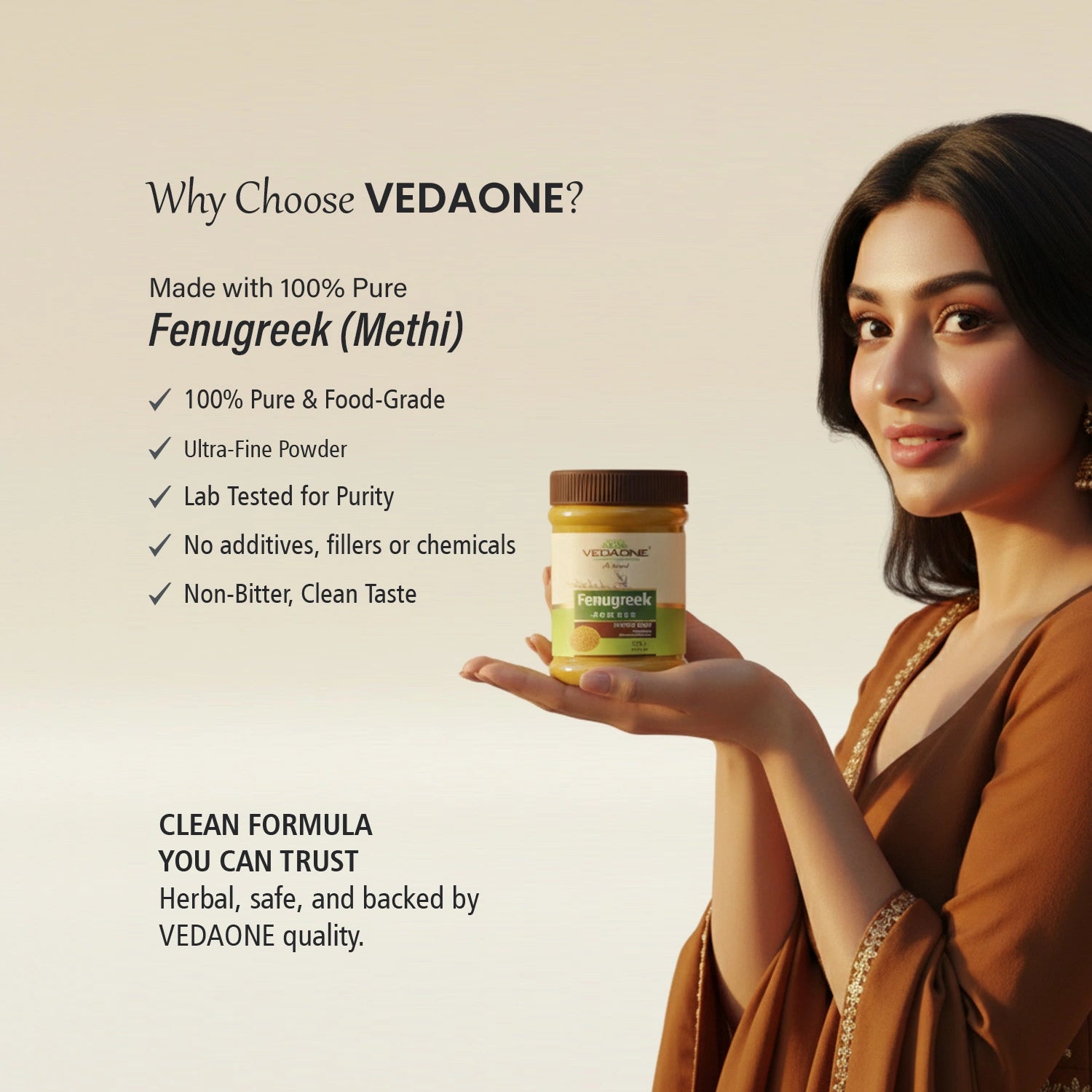 Vedaone Fenugreek (Methi) Powder 100 g | Pure Trigonella foenum-graecum for Daily Wellness