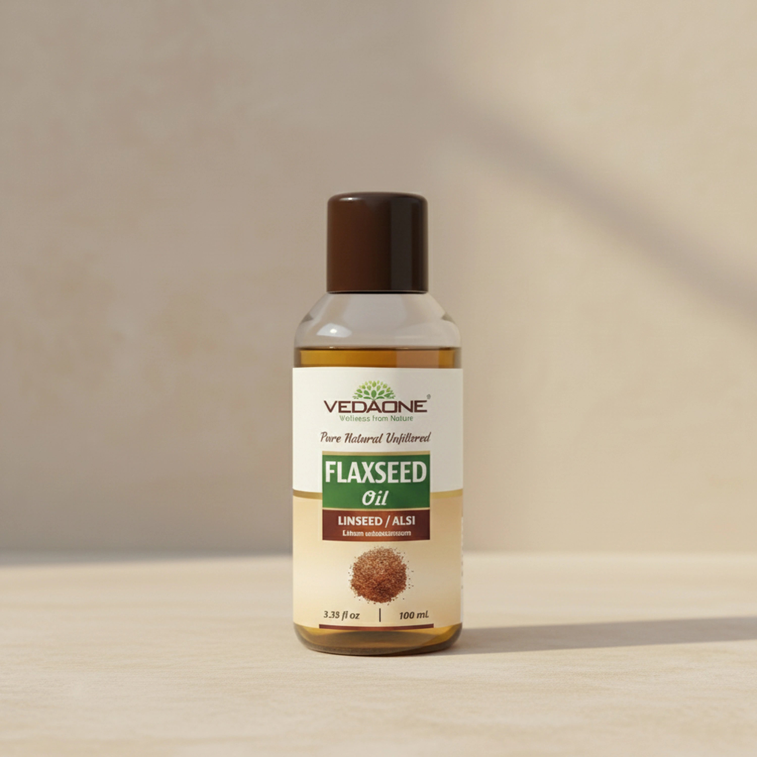 Vedaone Flaxseed Oil (Alsi Oil) 100 ml | Cold-Pressed Linseed Oil for Heart, Skin & Daily Wellness