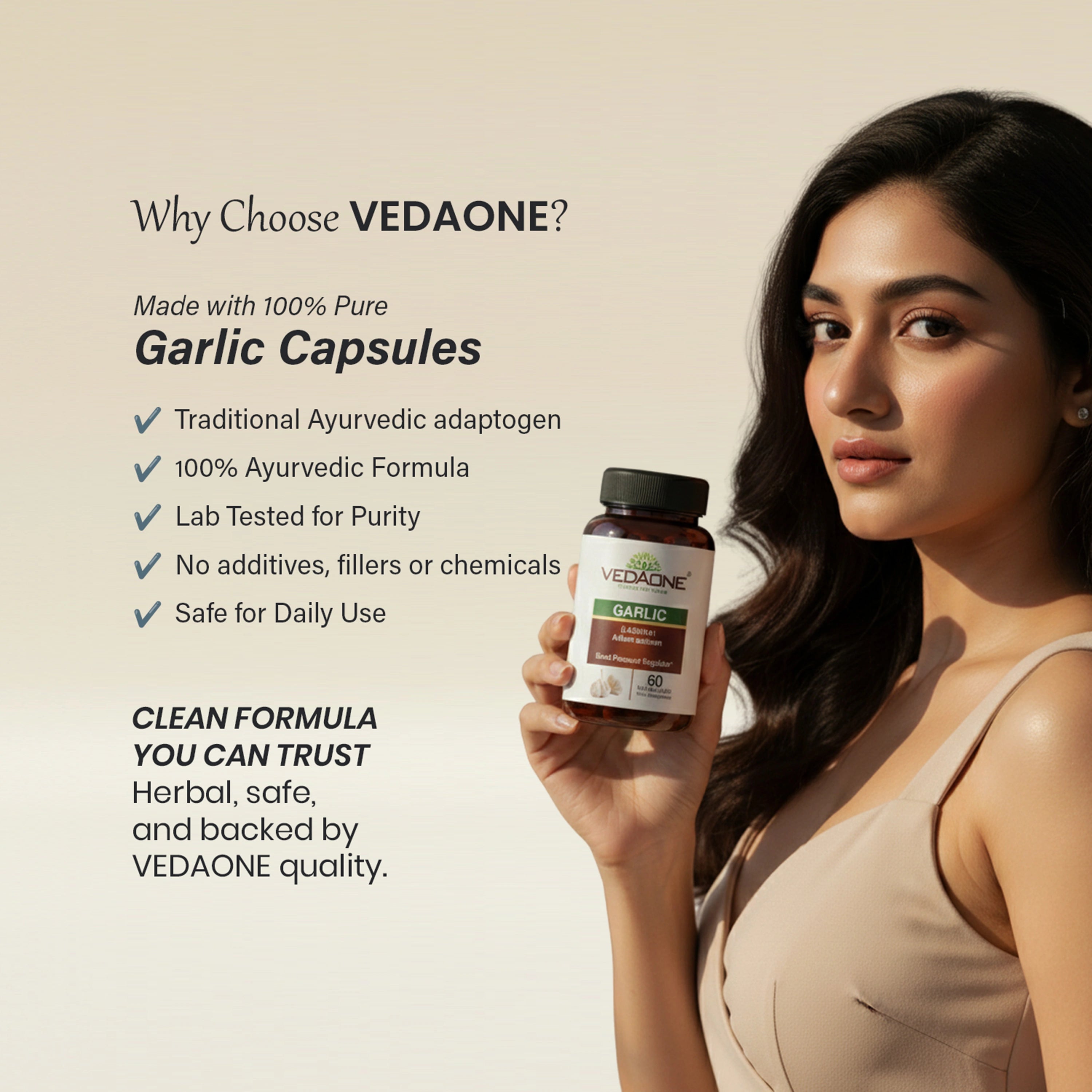 Vedaone Garlic Capsules 60 Capsules | Allium sativum for Heart, Immunity & Circulatory Wellness