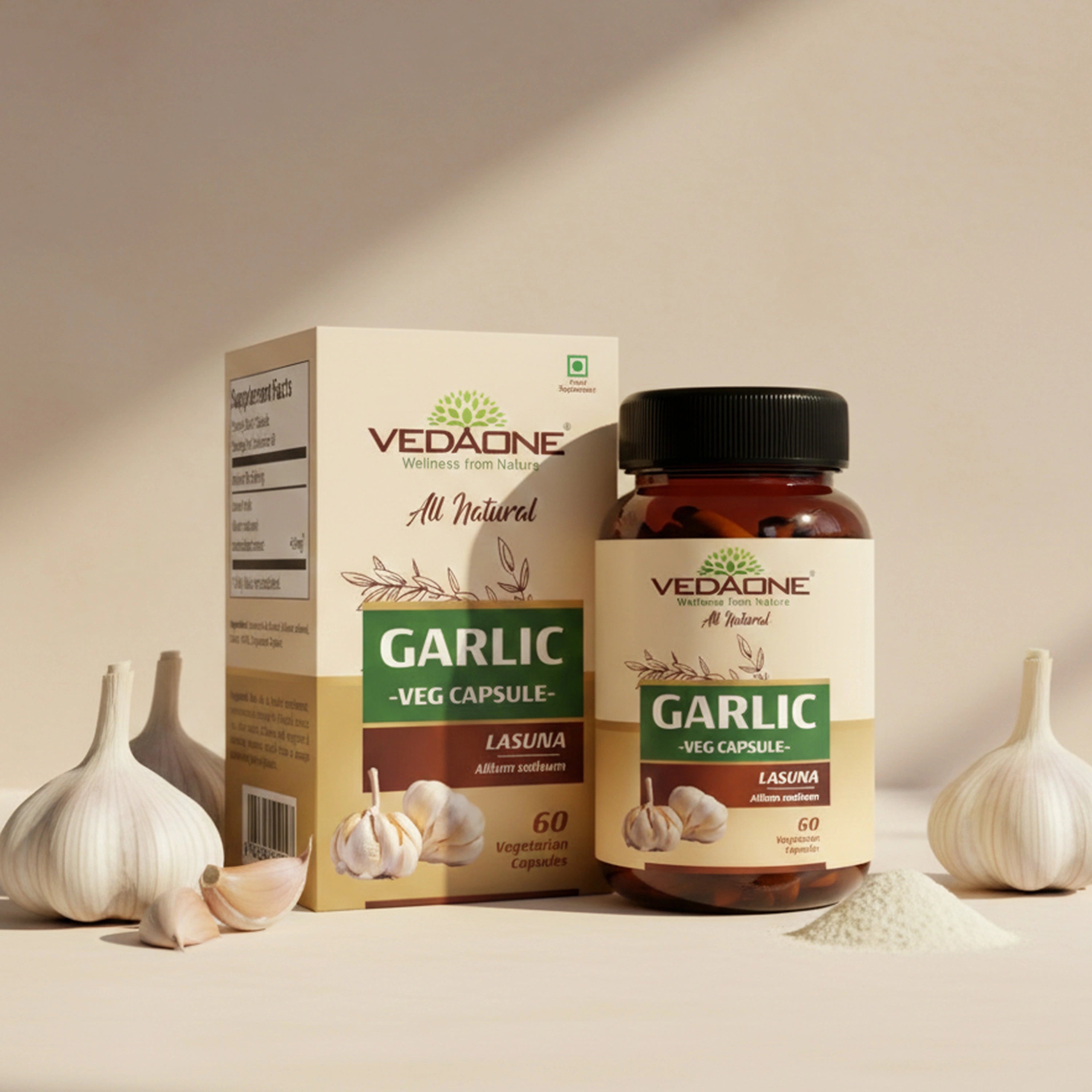 Vedaone Garlic Capsules 60 Capsules – Herbal Garlic Supplement for Heart, Immunity & Daily Wellness Support