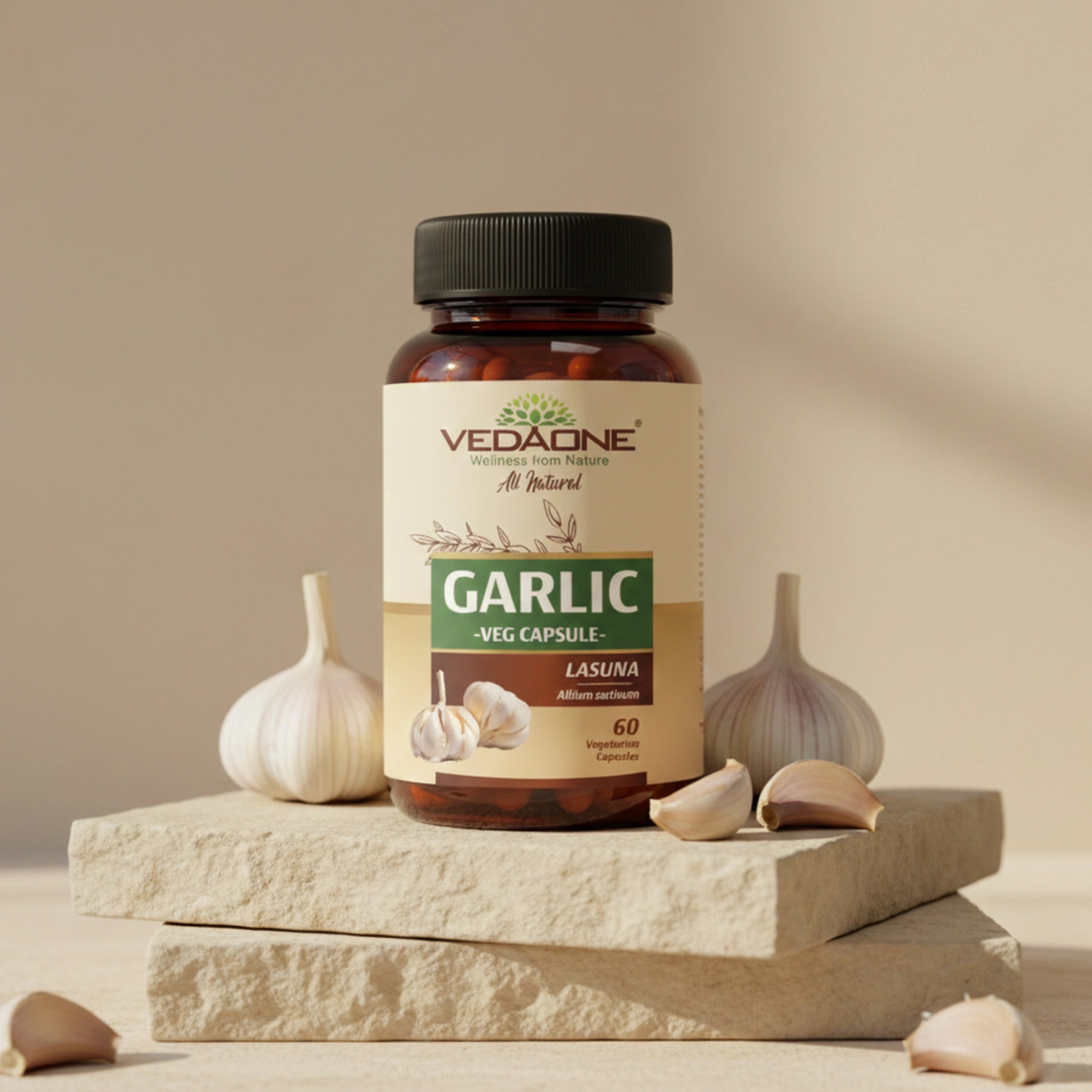 Vedaone Garlic Capsules 60 Capsules – Herbal Garlic Supplement for Heart, Immunity & Daily Wellness Support