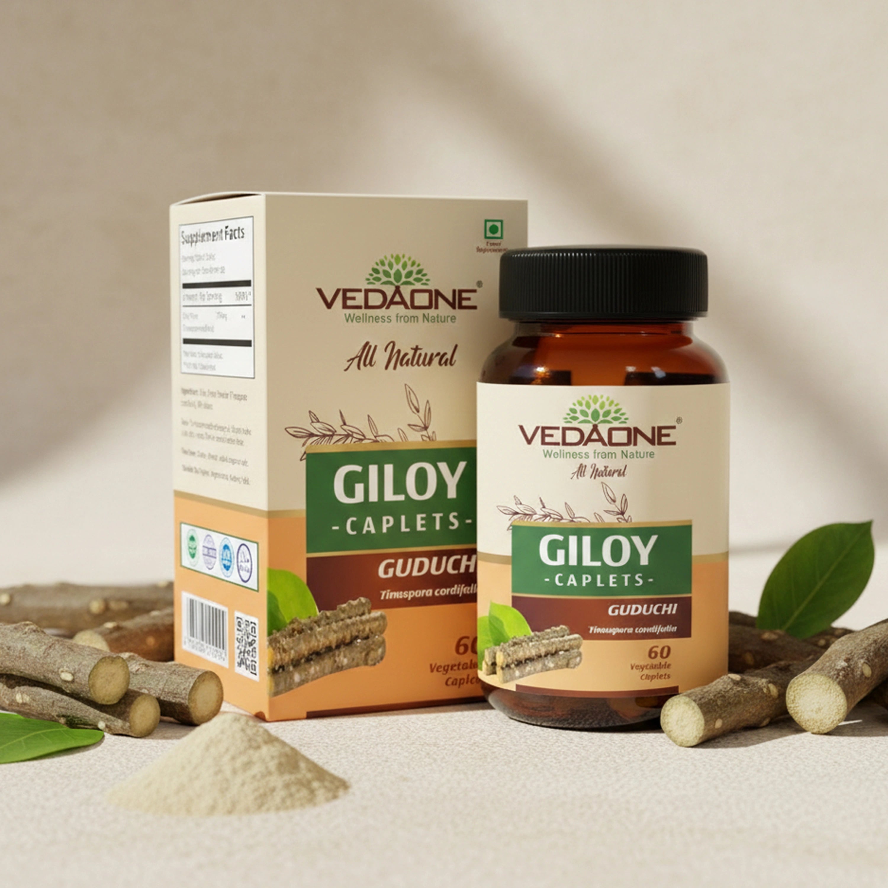 Vedaone Giloy 60 Caplets | Herbal Support for Immunity, Vitality & Wellness