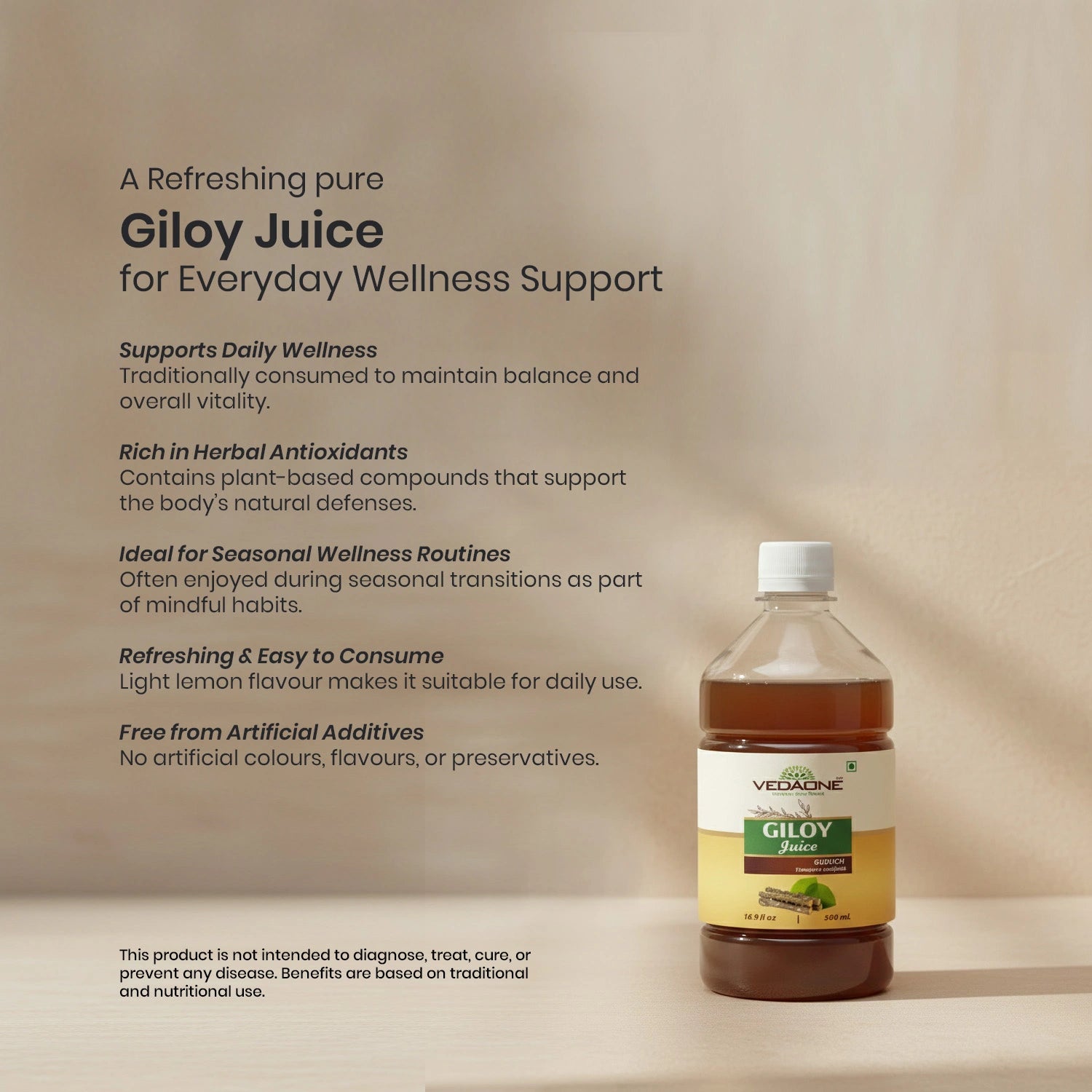 Vedaone Giloy Juice – 500 ml | Pure Herbal Juice with Giloy for Daily Wellness & Vitality