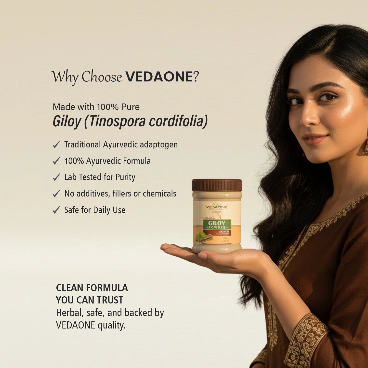 Vedaone Giloy Powder 100 g | Pure Tinospora cordifolia for Daily Herbal Wellness