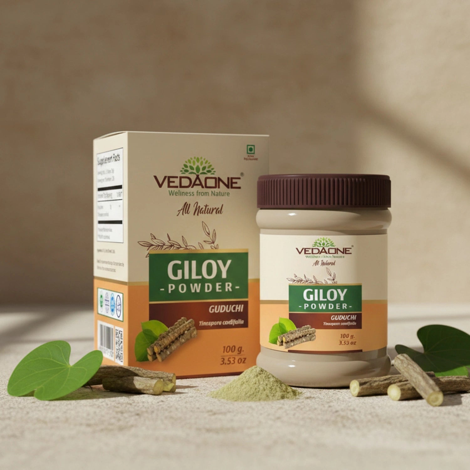 Vedaone Giloy Powder 100 g | Pure Tinospora cordifolia for Daily Herbal Wellness