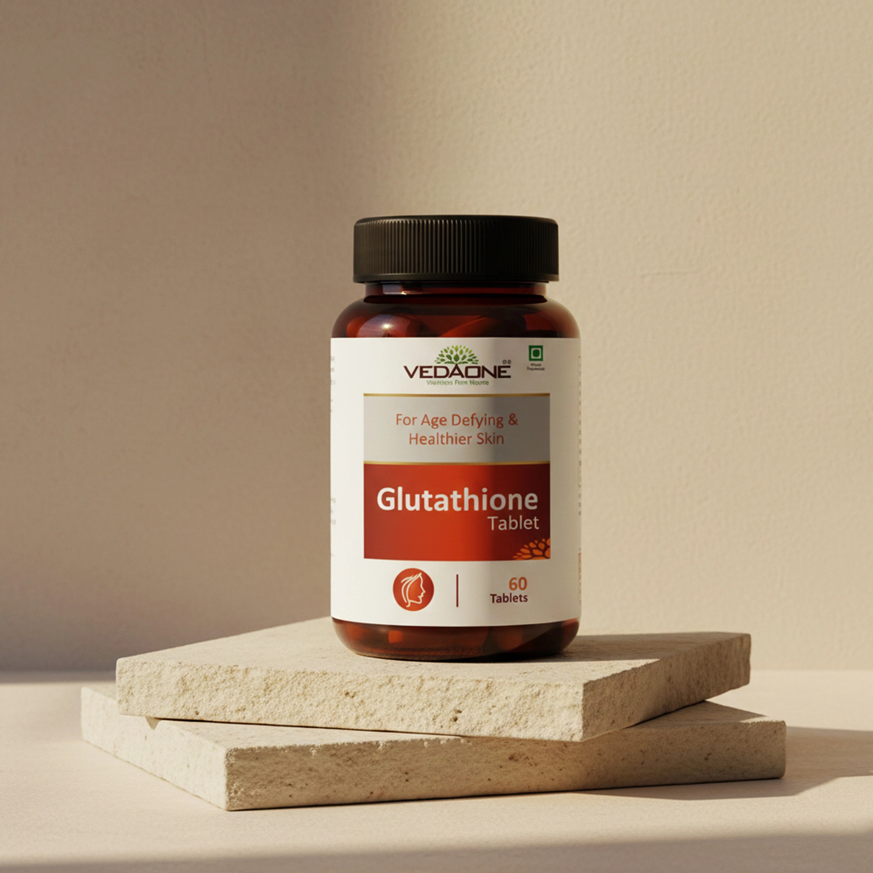Vedaone Glutathione Tablet 60 Tablets | L-Glutathione for Antioxidant Support & Skin Health