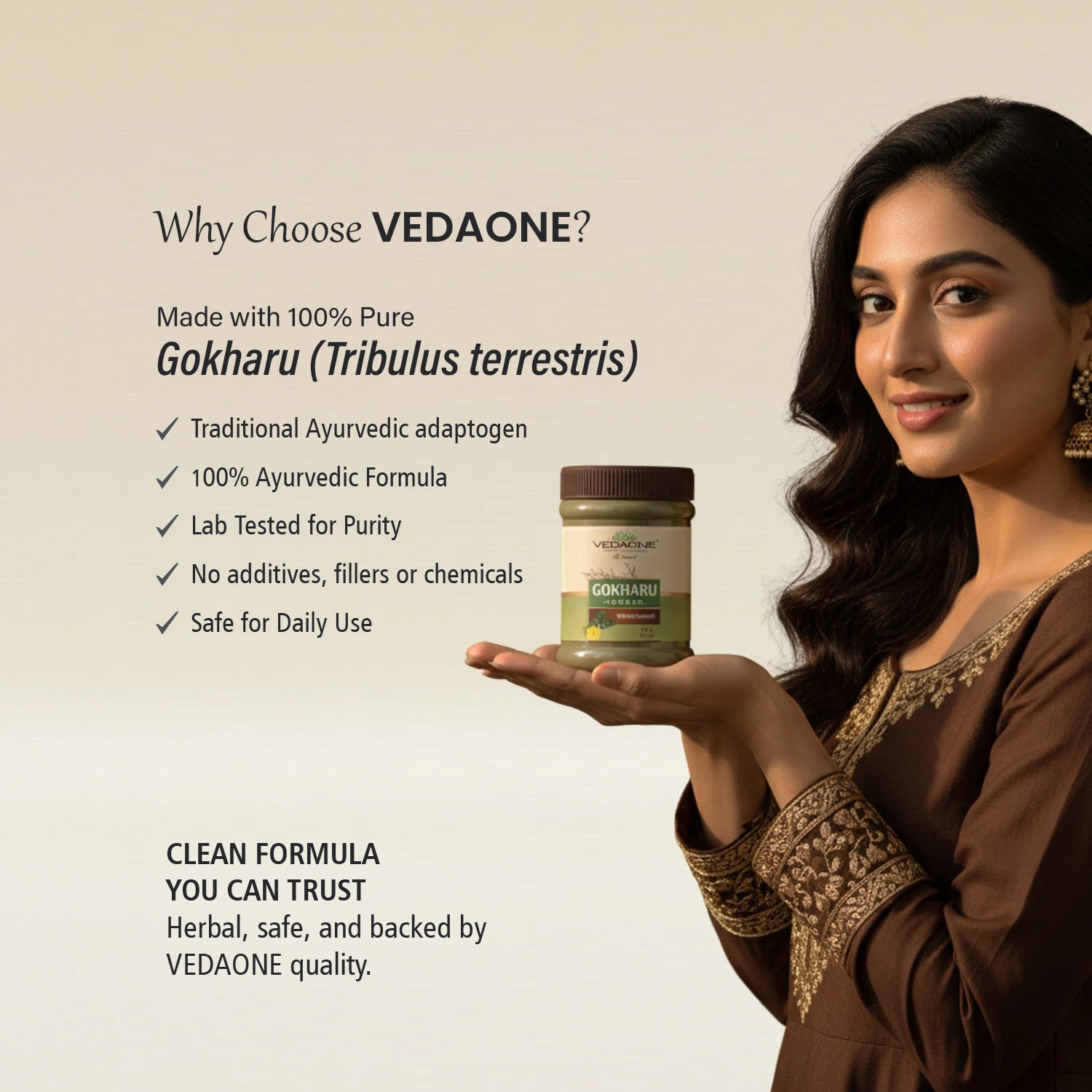 Vedaone Gokharu Powder 100 g | Pure Tribulus terrestris | Herbal Wellness Support