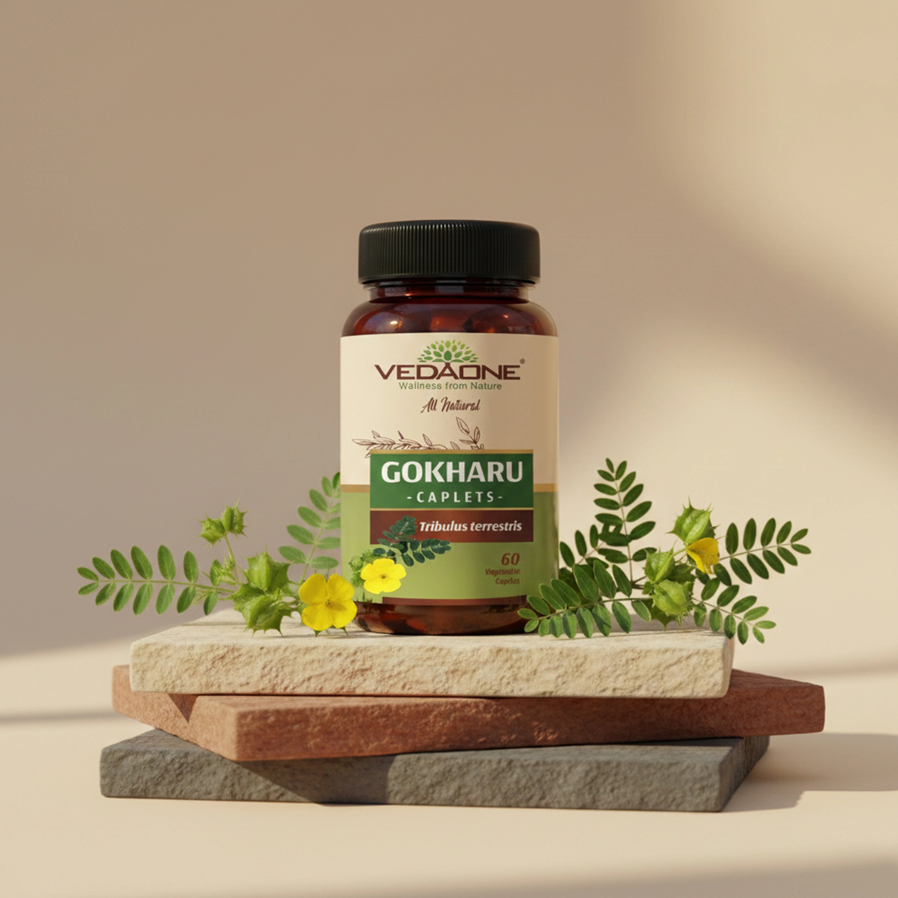 Vedaone Gokharu 60 Caplets | Herbal Support for Urinary Health, Vitality & Wellness