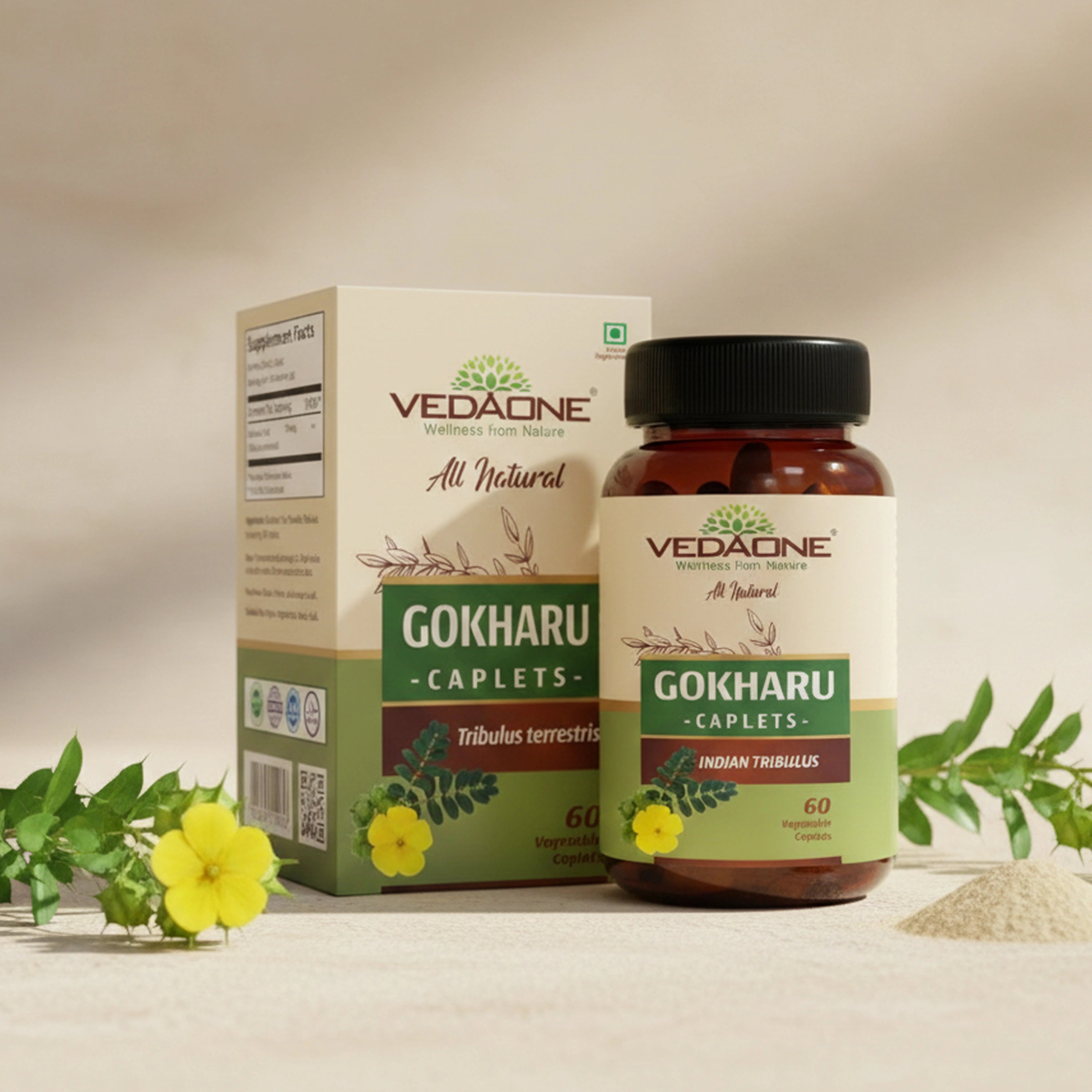 Vedaone Gokharu 60 Caplets | Herbal Support for Urinary Health, Vitality & Wellness