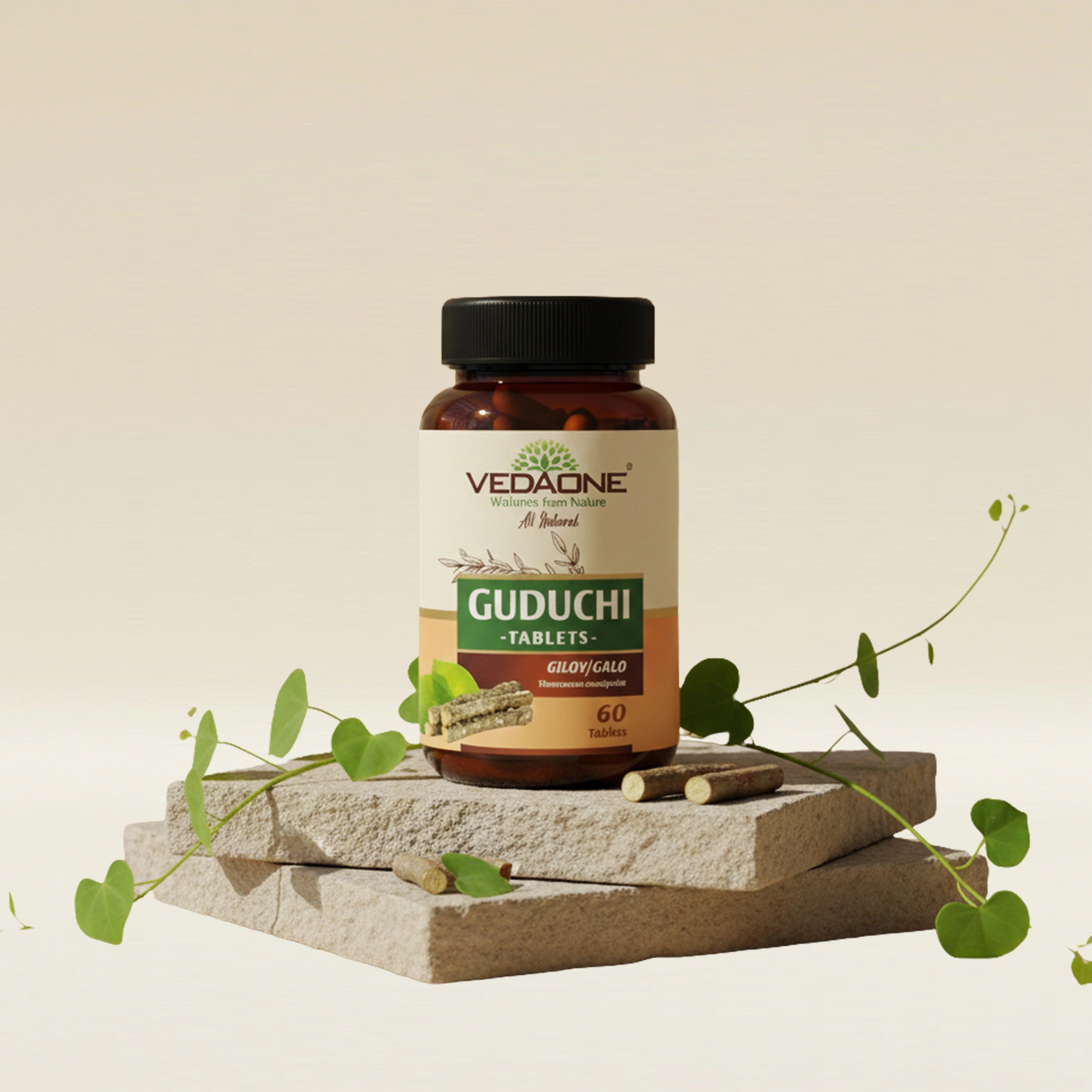 Vedaone Guduchi Tablets 750mg | Tinospora cordifolia for Immunity, Detox & Wellness