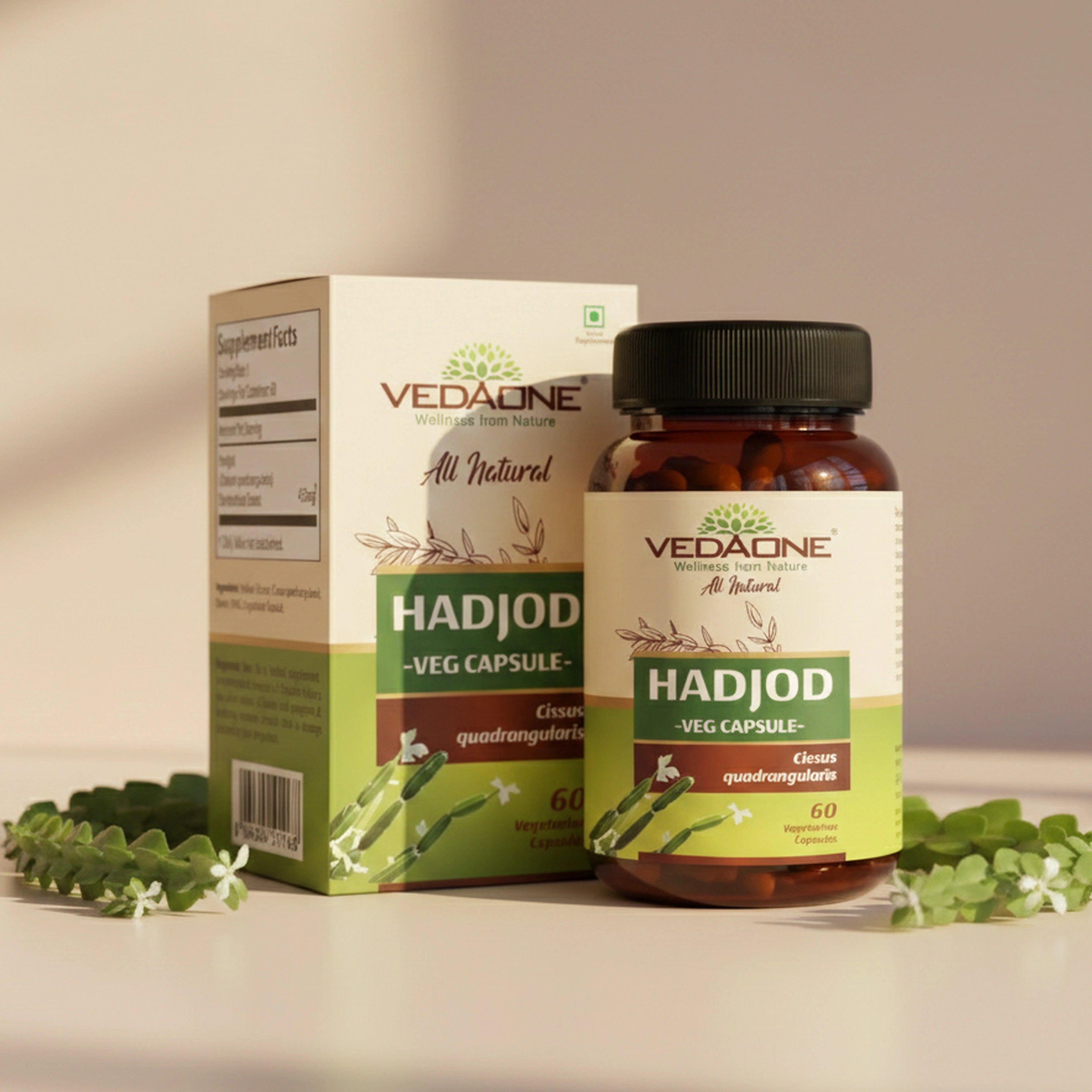 Vedaone Hadjod Capsules 60 Capsules – Herbal Hadjod Supplement for Bone & Joint Wellness Support