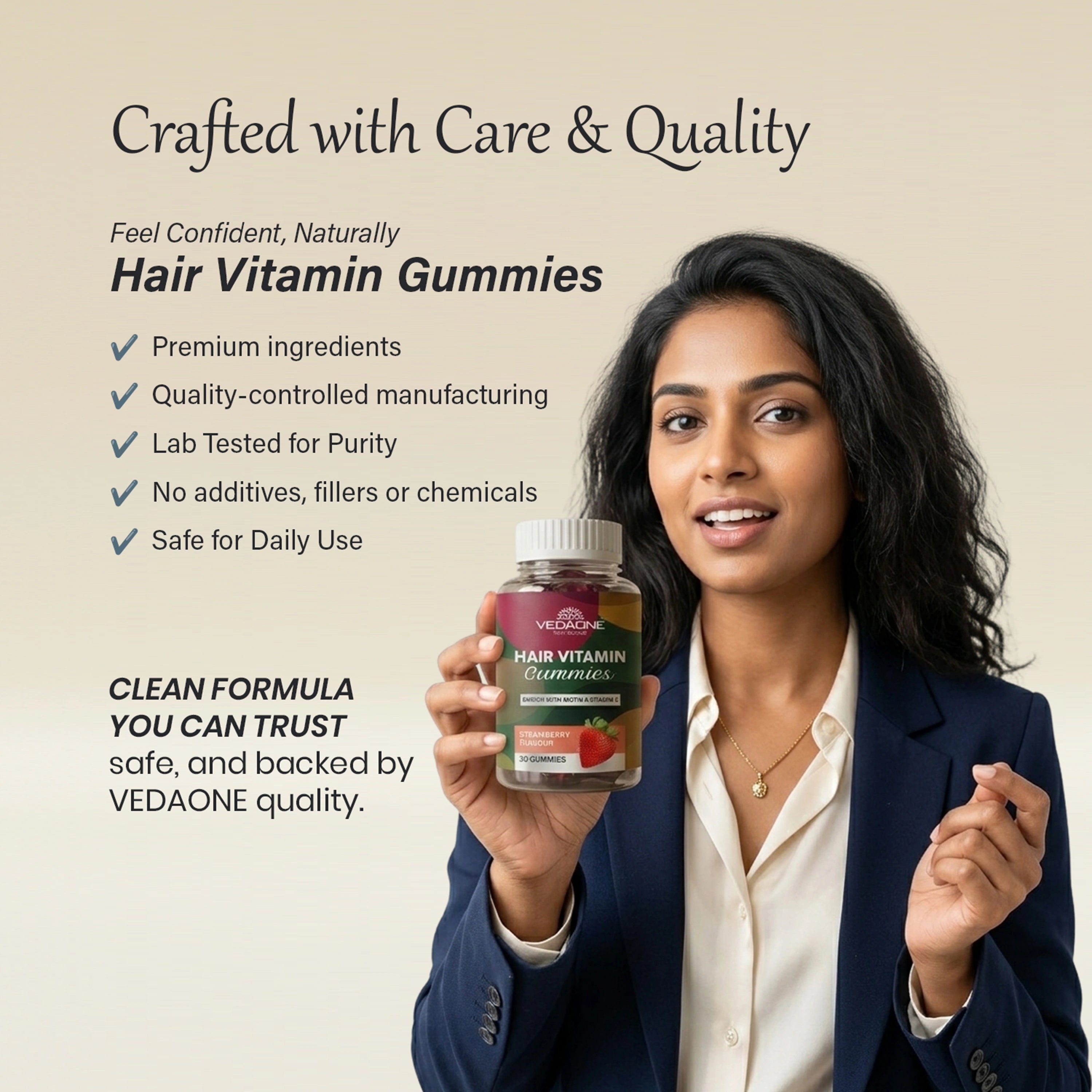 Vedaone Hair Vitamin Gummies – 30 Gummies | Hair Growth, Strength & Shine Support