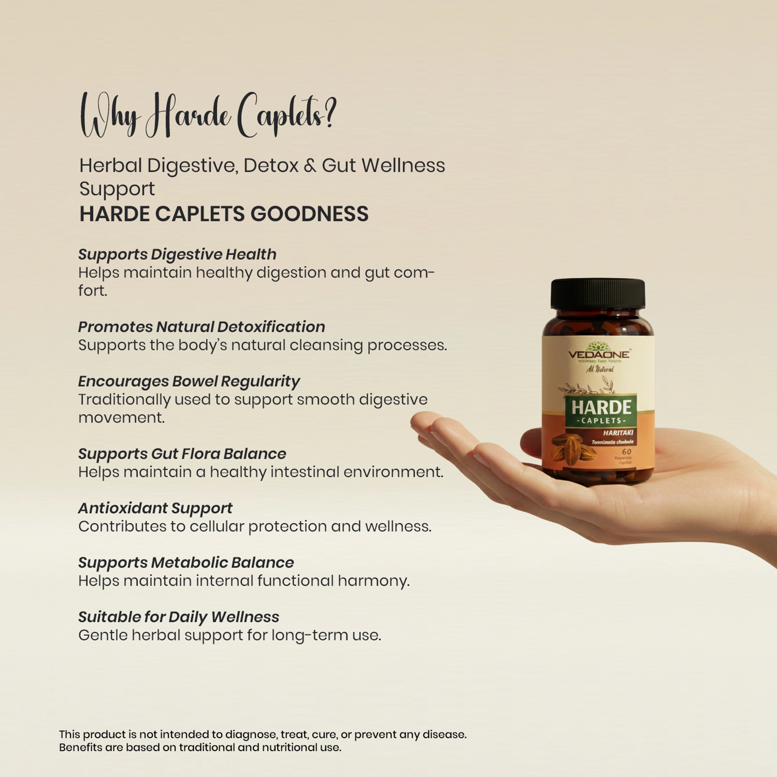 Vedaone Harde 60 Caplets | Herbal Digestive, Detox & Gut Wellness Support