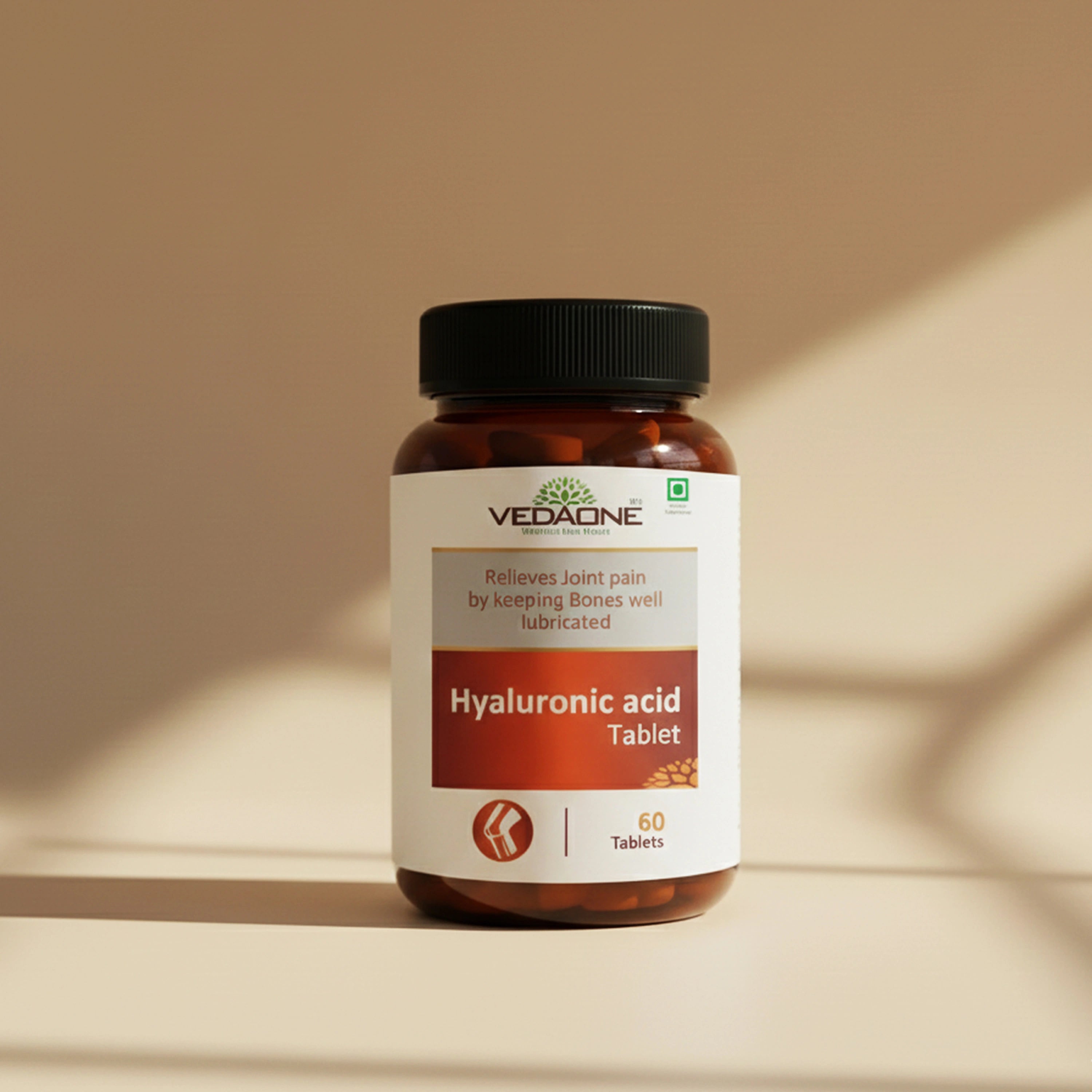 Vedaone Hyaluronic Acid Tablets 60 Tablets | Joint Lubrication, Mobility & Skin Hydration Support