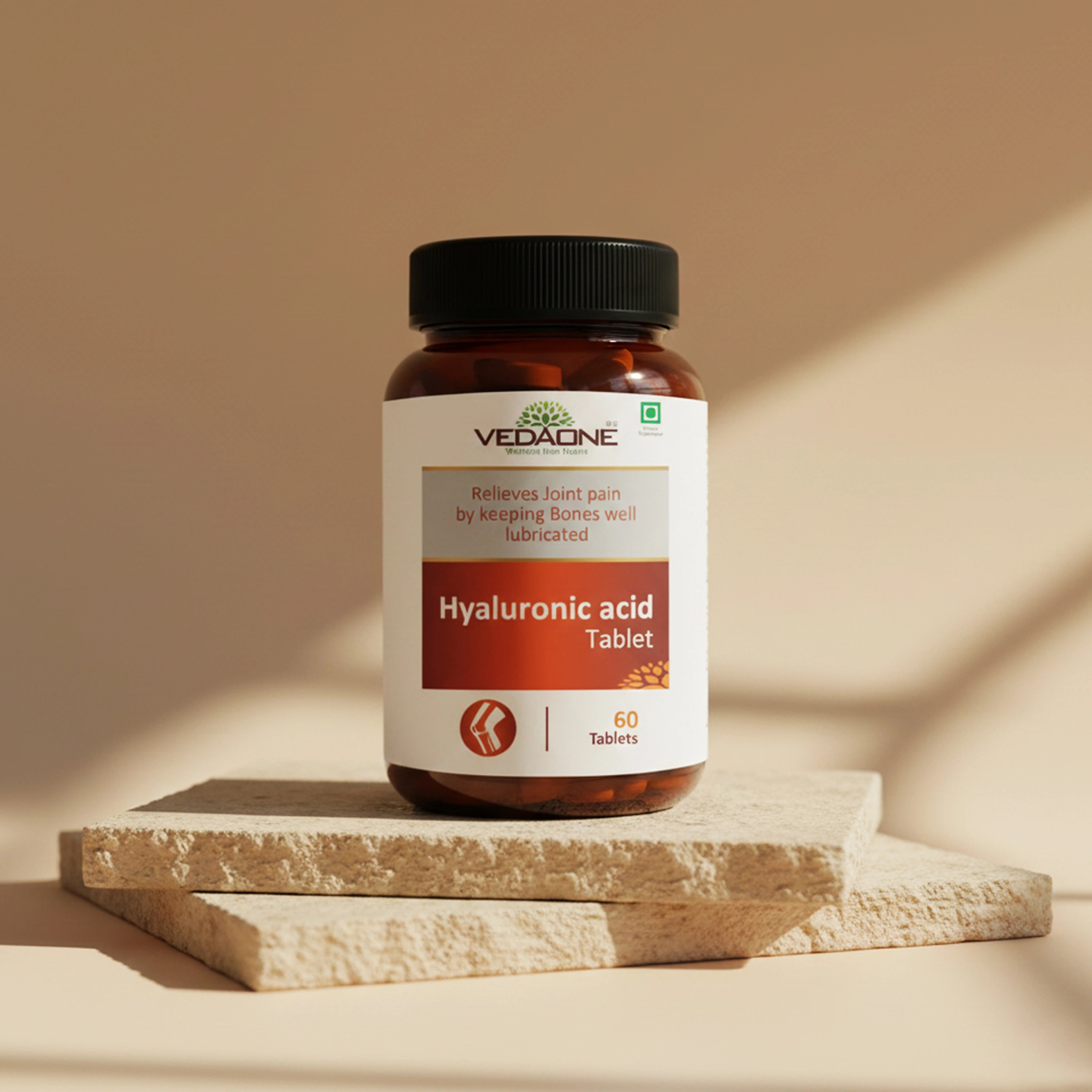 Vedaone Hyaluronic Acid Tablets 60 Tablets | Joint Lubrication, Mobility & Skin Hydration Support